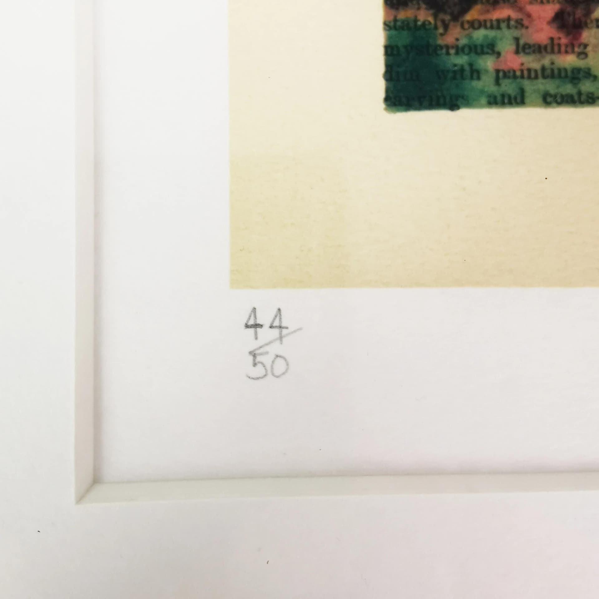 Grafika A Humument, litografia, papier multikolor, proj. T. Phillips, Anglia, lata 70. - 334615