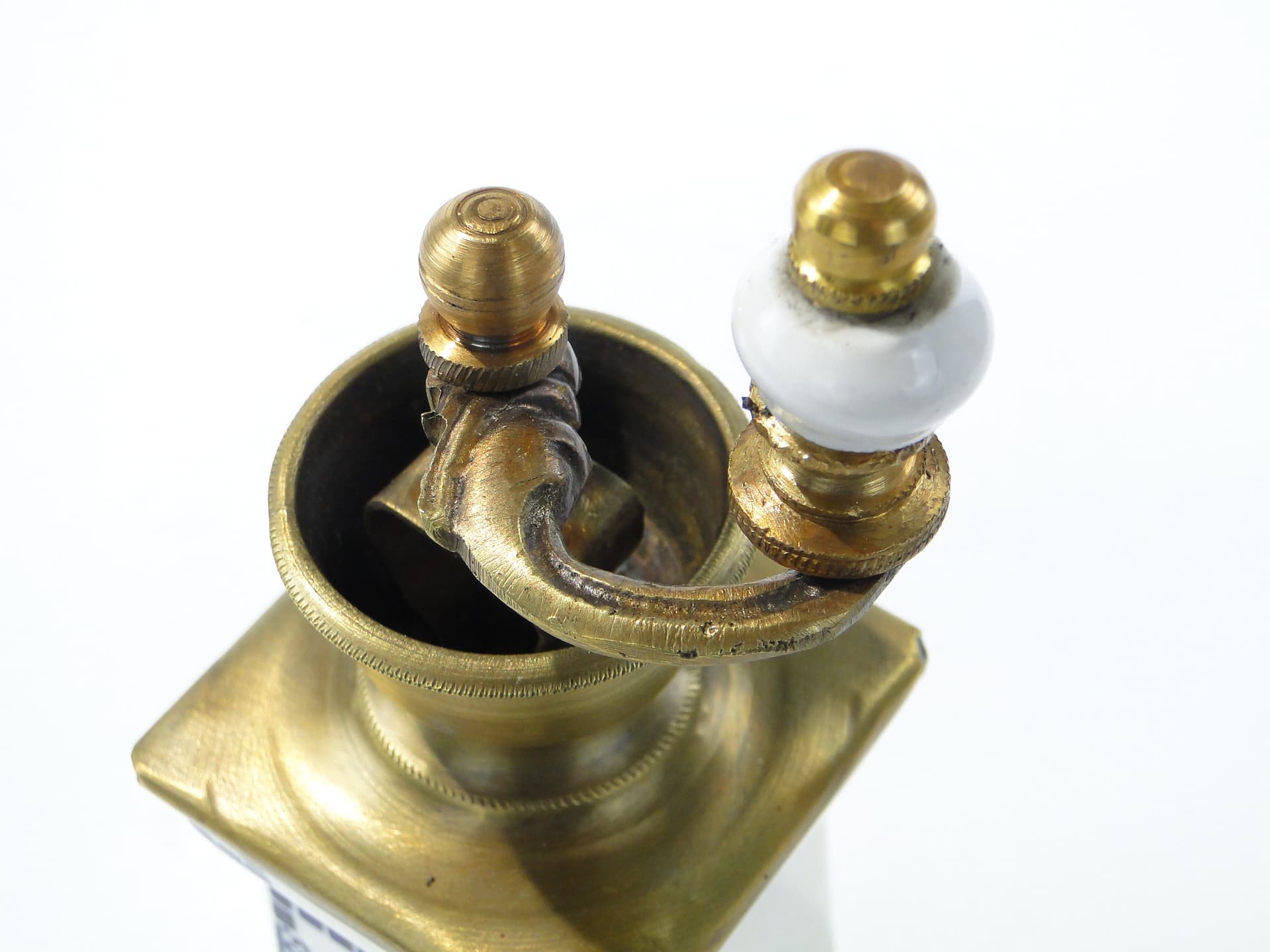 Spice grinder Art Deco, white cobalt, ceramics brass, Ćmielów, Poland, 1940s. - 334455