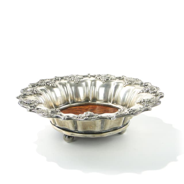 Wine coaster, silver, rosewood, Poland, early 20th c. - DIMENSION