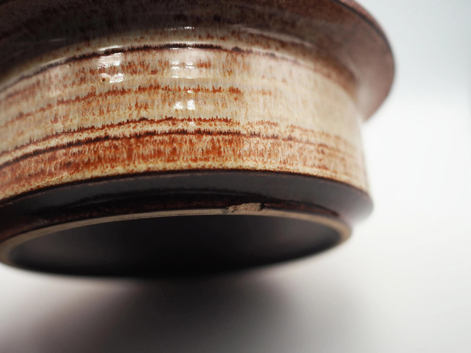 Bowl, beige, brown, stoneware, Denmark, 1970s. - 25043