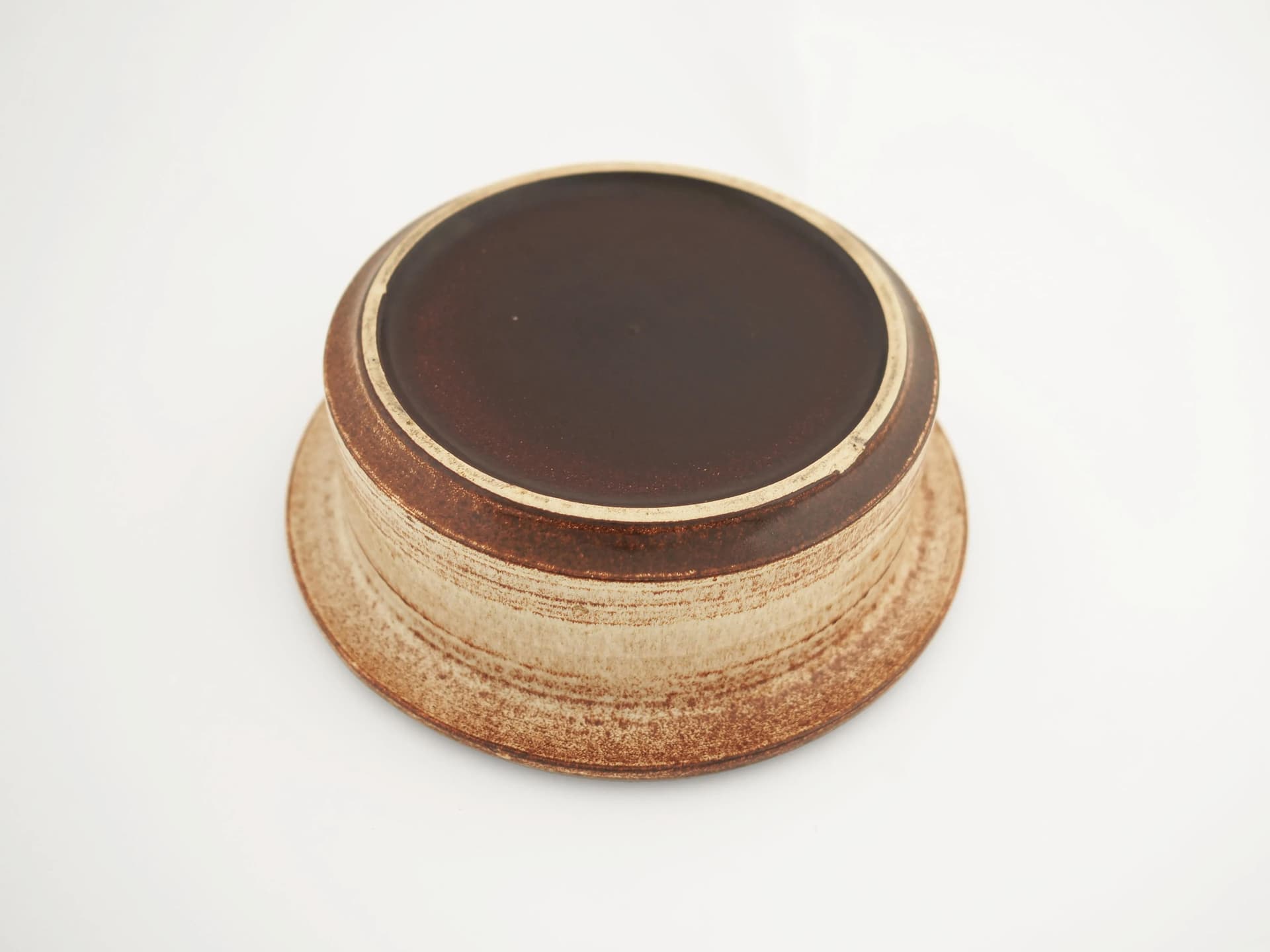 Bowl, beige, brown, stoneware, Denmark, 1970s. - 25040
