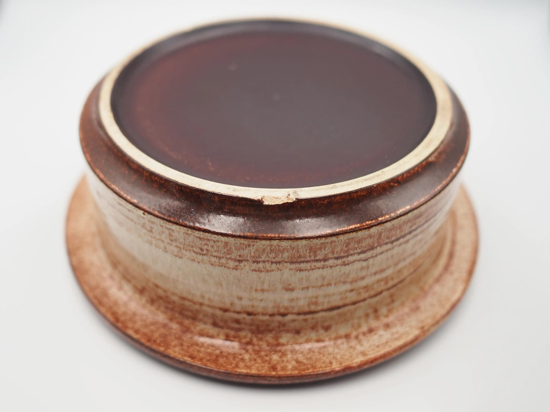 Bowl, beige, brown, stoneware, Denmark, 1970s. - 25044