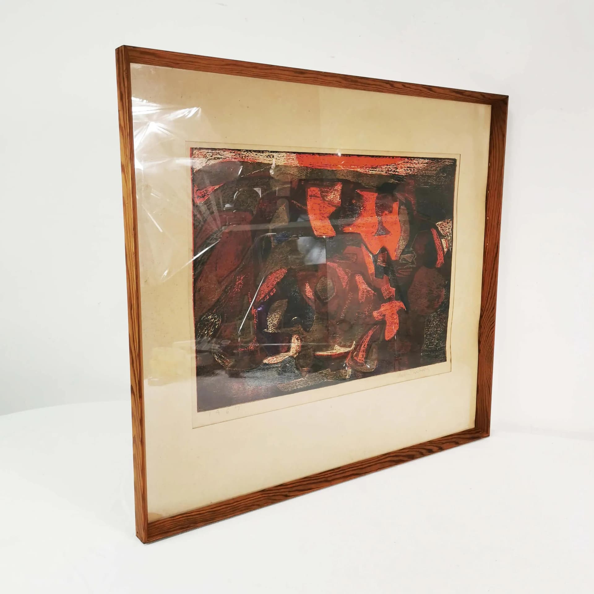 Litografia Kompozycja, 66,5x74 cm, papier, proj. H. Thorborg, Dania, lata 60. - 334551