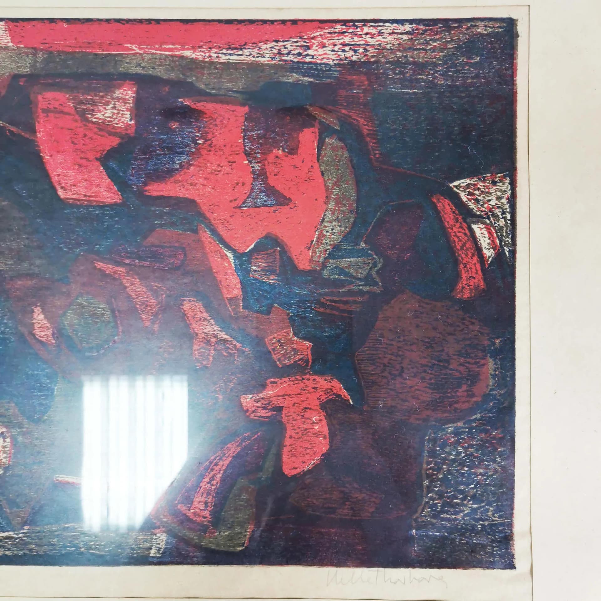 Litografia Kompozycja, 66,5x74 cm, papier, proj. H. Thorborg, Dania, lata 60. - 334555