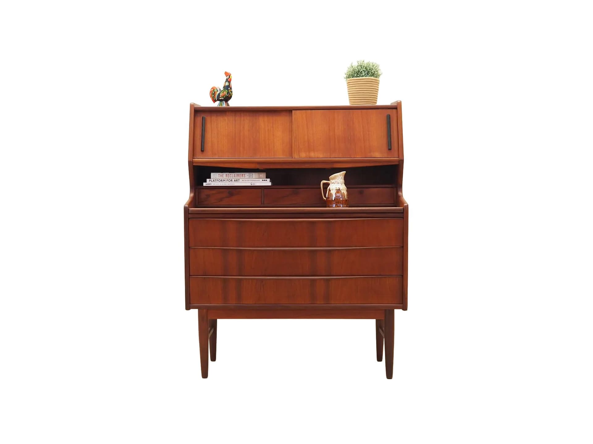Secretary Desk, brown teak, Denmark, 1970s.