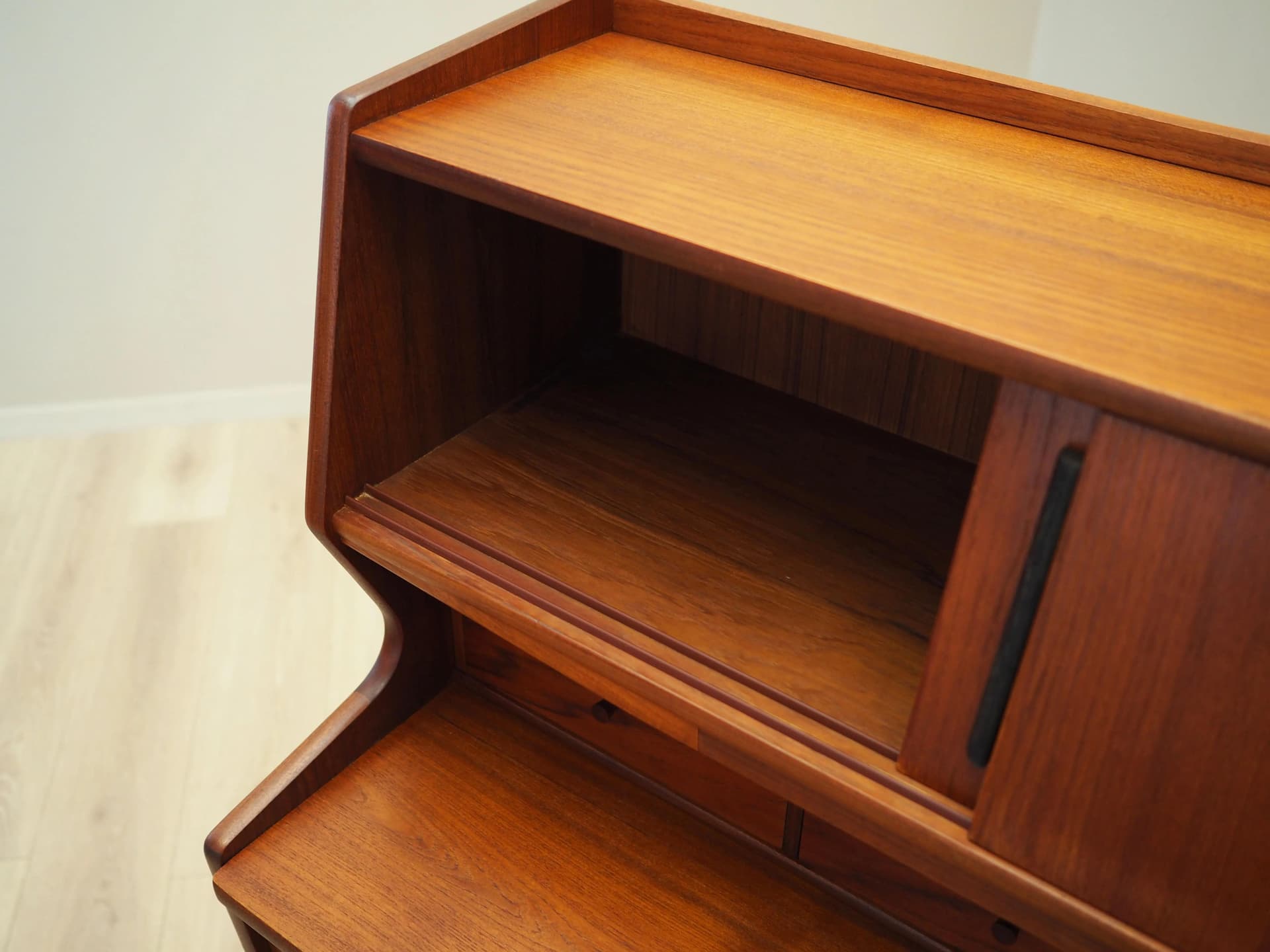 Secretary Desk, brown teak, Denmark, 1970s. - 25036