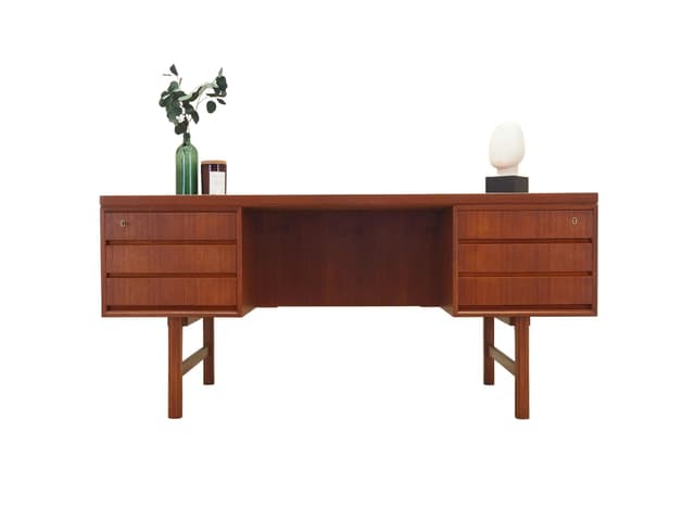 Desk, teak, orange, Denmark, 1970s - DIMENSION