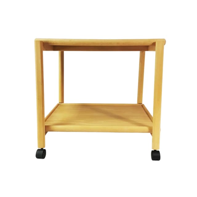Side table, bar cart, brown beech, black plastic, Denmark, 1970s. - DIMENSION