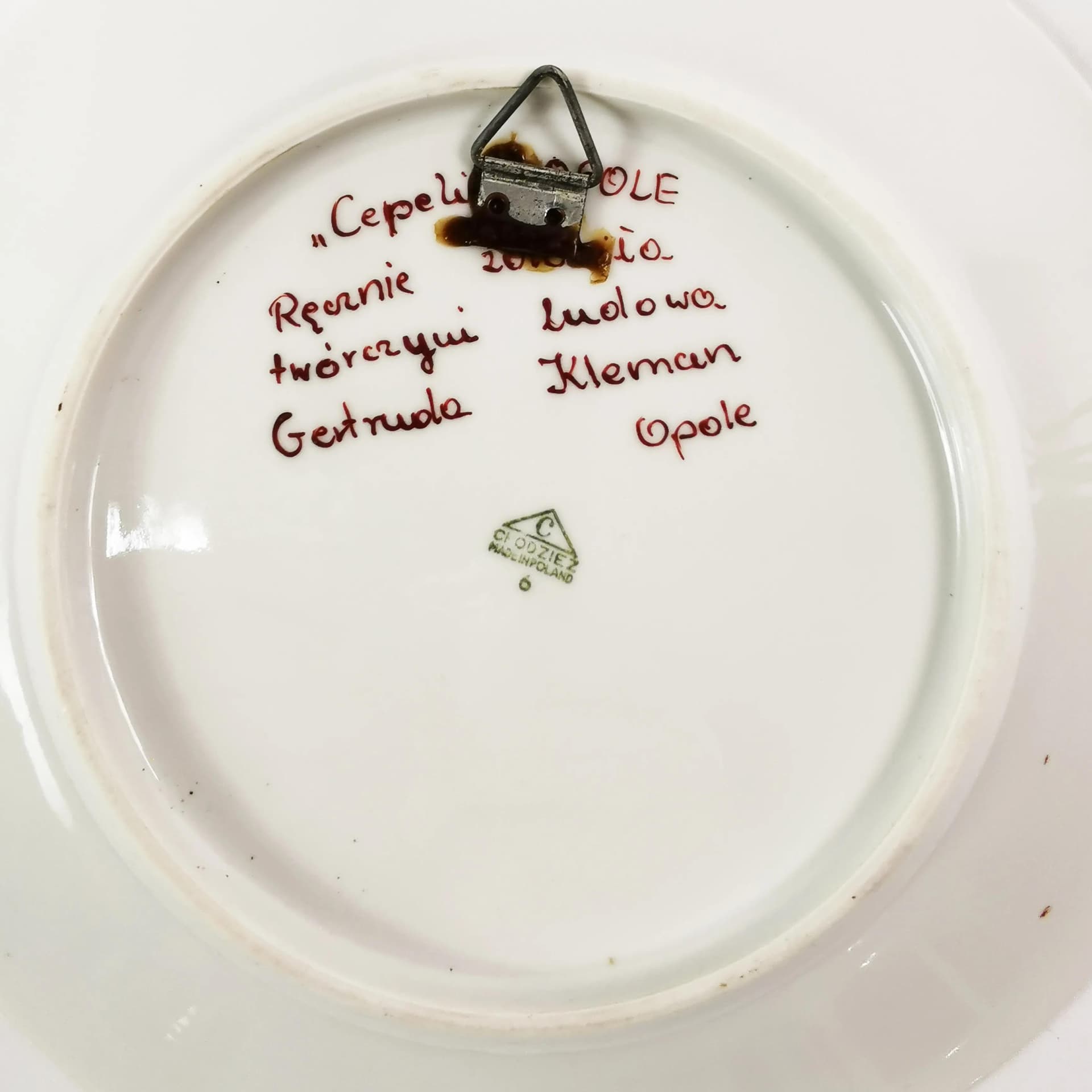 Talerz ścienny, porcelana biała, Cepelia-Opole, proj. G. Kleman, Polska, lata 70. - 335610