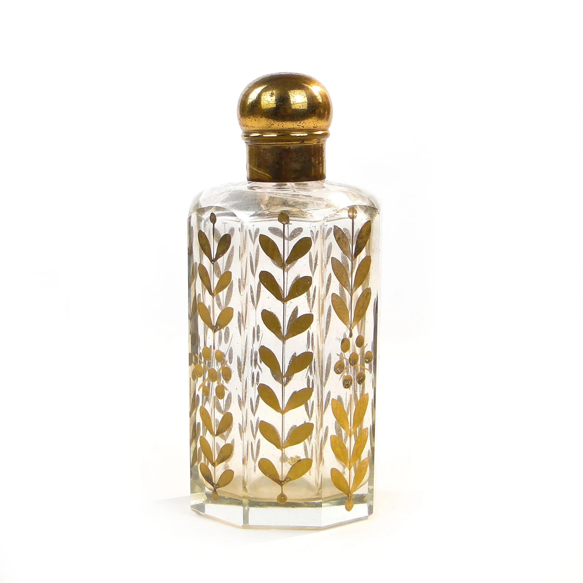 Flakon na perfumy, szkło kryształowe transparent, złocenie, Baccarat, Francja, pocz. XX w. - 24941