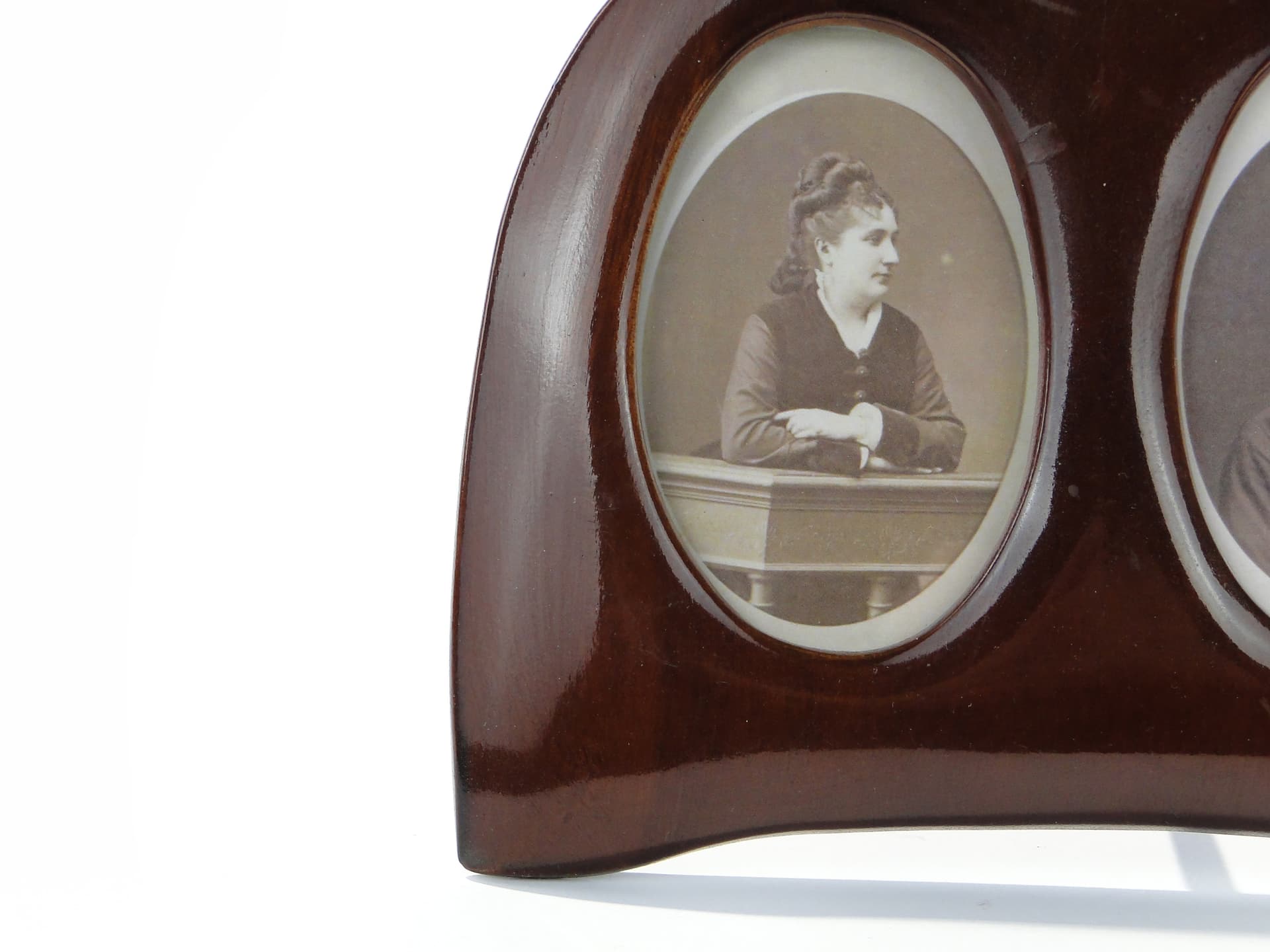 Multi-portrait frame, brown mahogany, glass, Scandinavia, 1960s - 335332