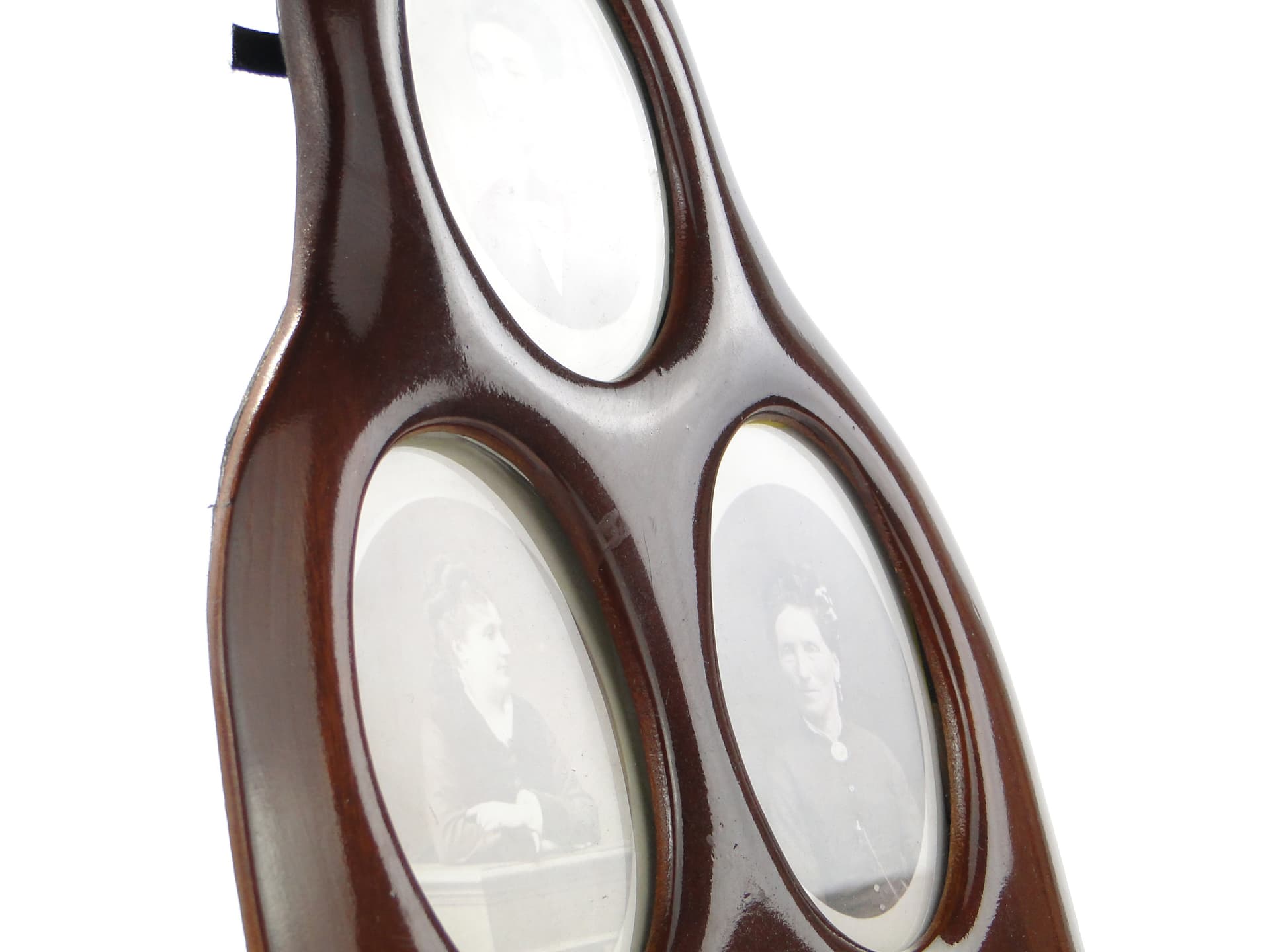 Multi-portrait frame, brown mahogany, glass, Scandinavia, 1960s - 335339