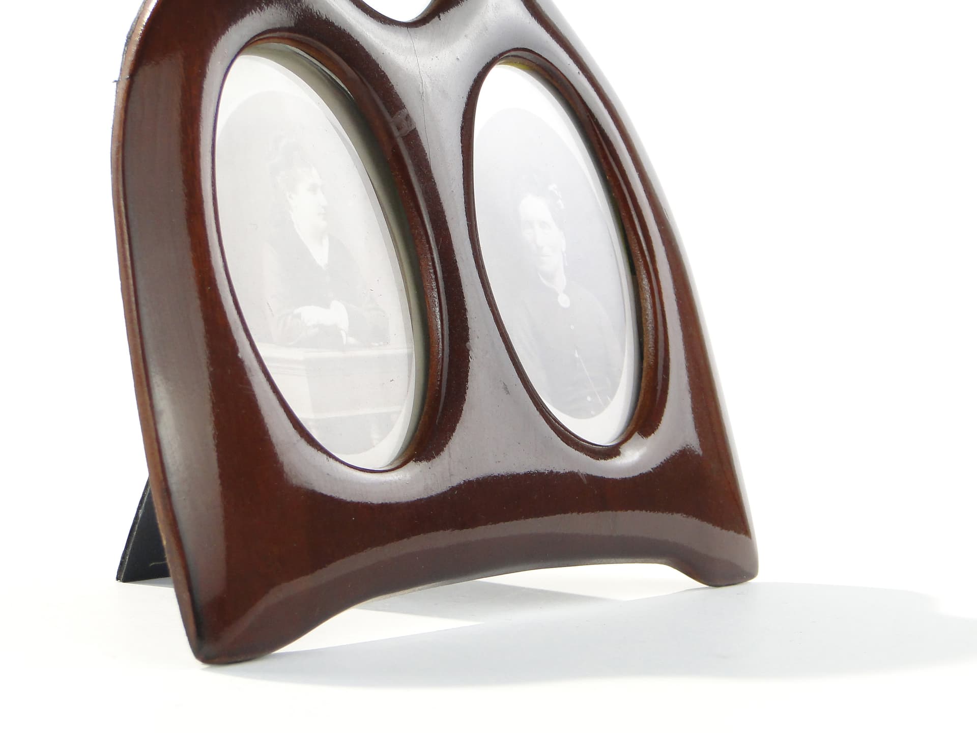 Multi-portrait frame, brown mahogany, glass, Scandinavia, 1960s - 335338
