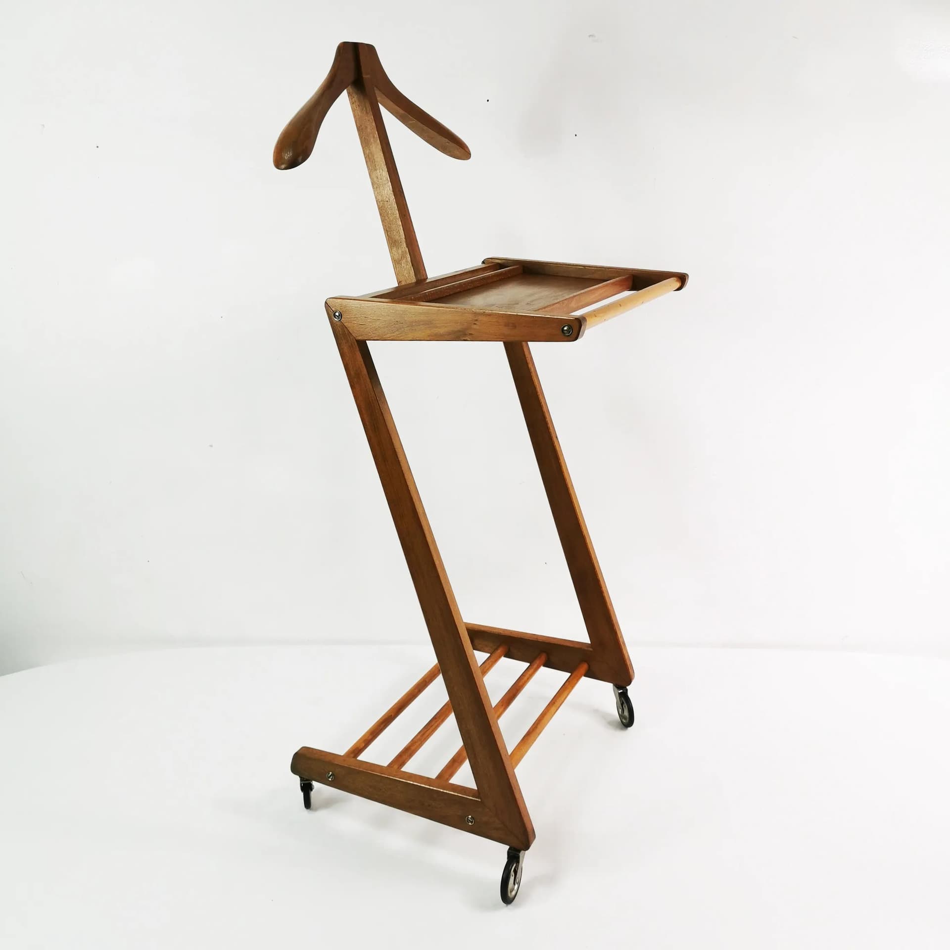 Valet Stand Modernist, brown, beech, Germany, 1950s - 335524