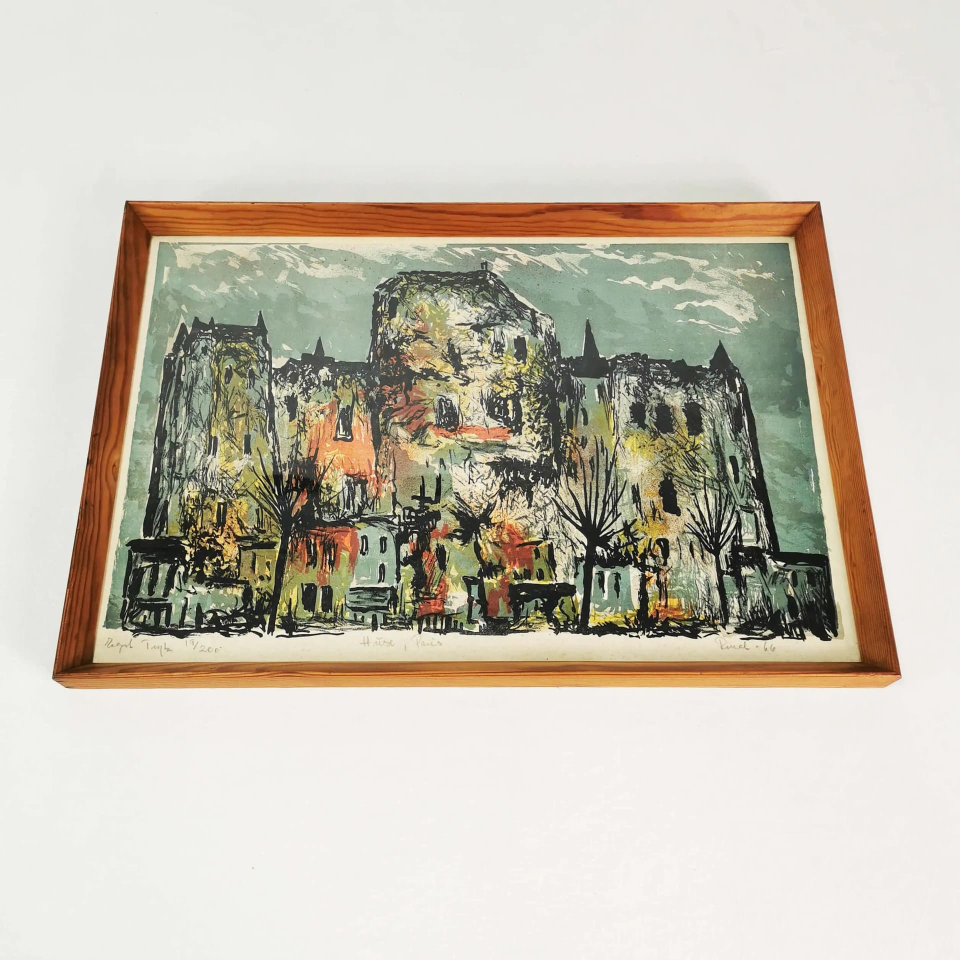 Litografia Domy Paryż, 39,5x57,5 cm, papier, Francja, lata 60. - 335517