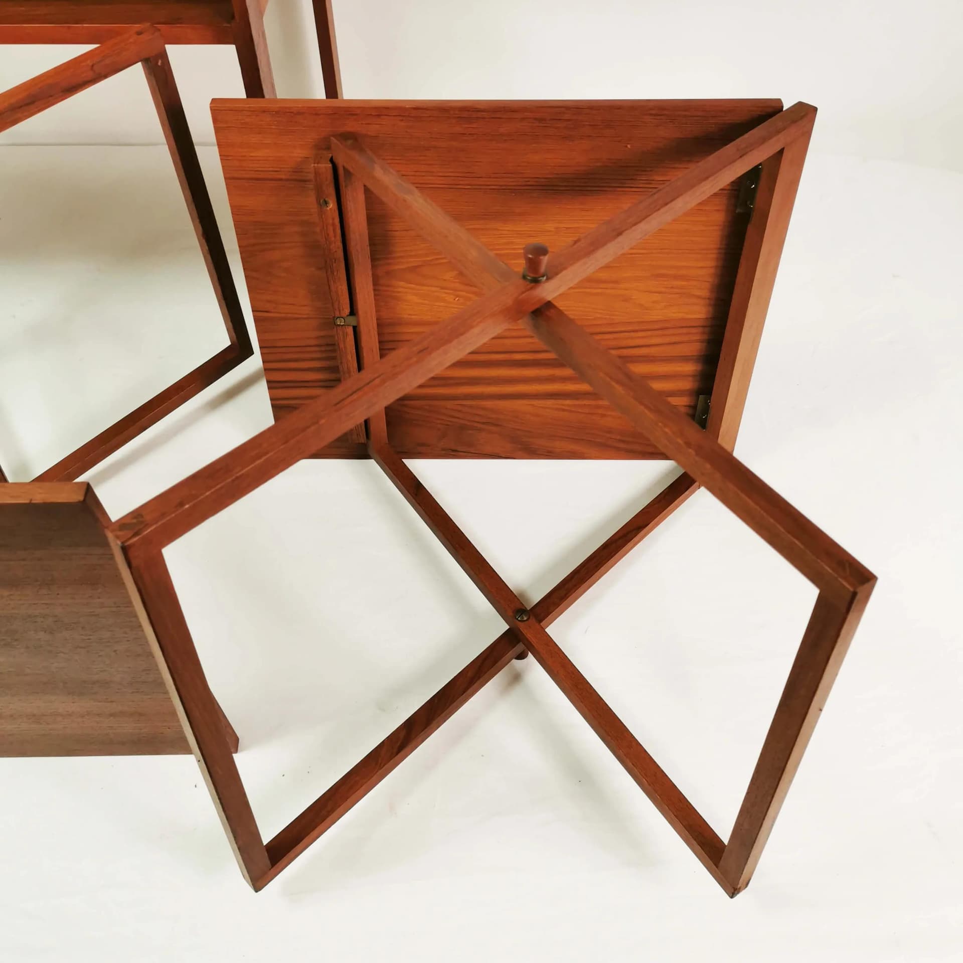 Set of four side tables, brown teak, by I. Wikkelso, CFC Silkeborg, Denmark, 1960s. - 335509