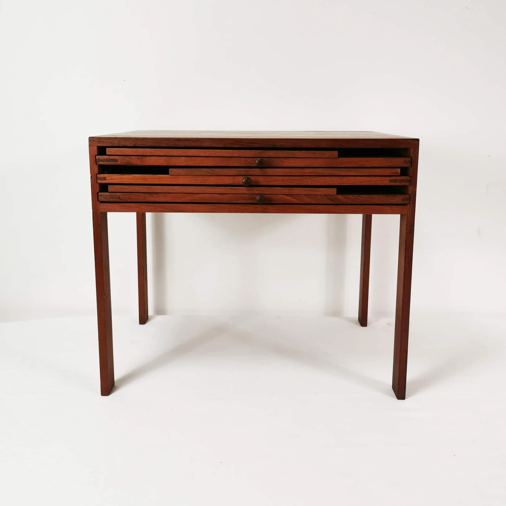 Set of four side tables, brown teak, by I. Wikkelso, CFC Silkeborg, Denmark, 1960s. - 335506
