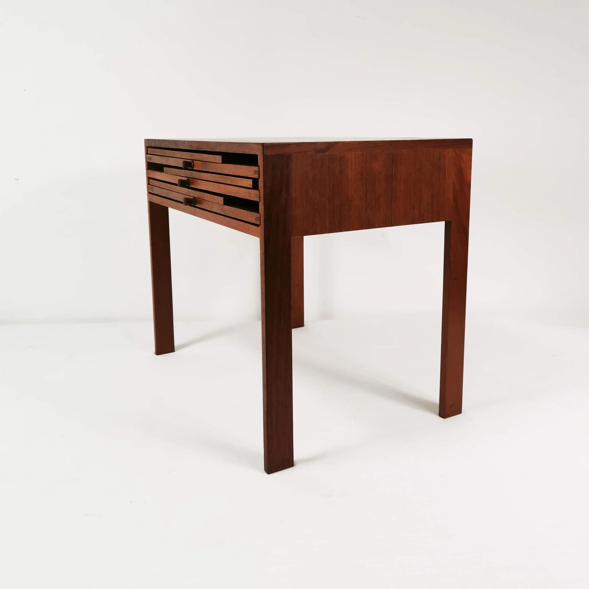 Set of four side tables, brown teak, by I. Wikkelso, CFC Silkeborg, Denmark, 1960s. - 335507