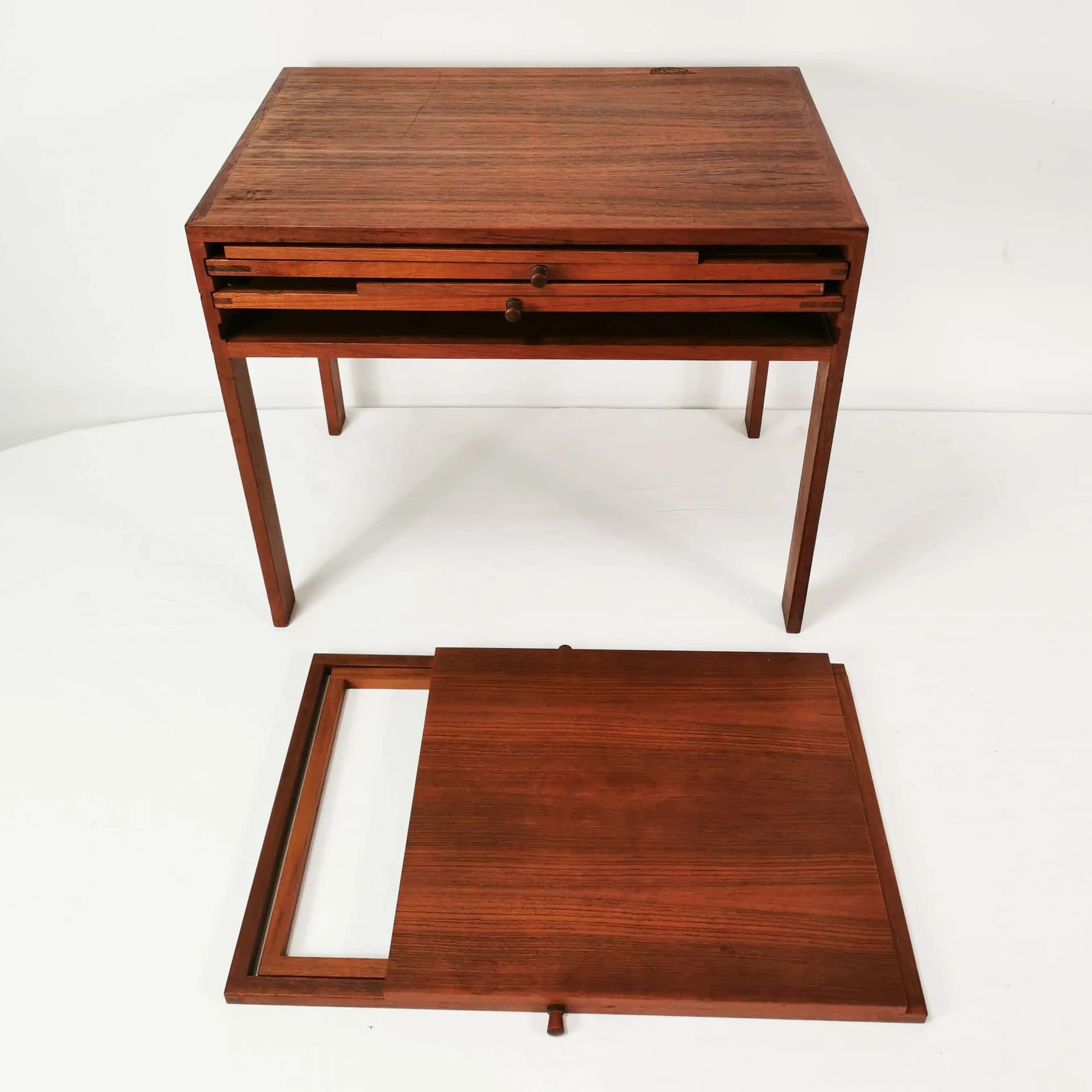 Set of four side tables, brown teak, by I. Wikkelso, CFC Silkeborg, Denmark, 1960s. - 335512