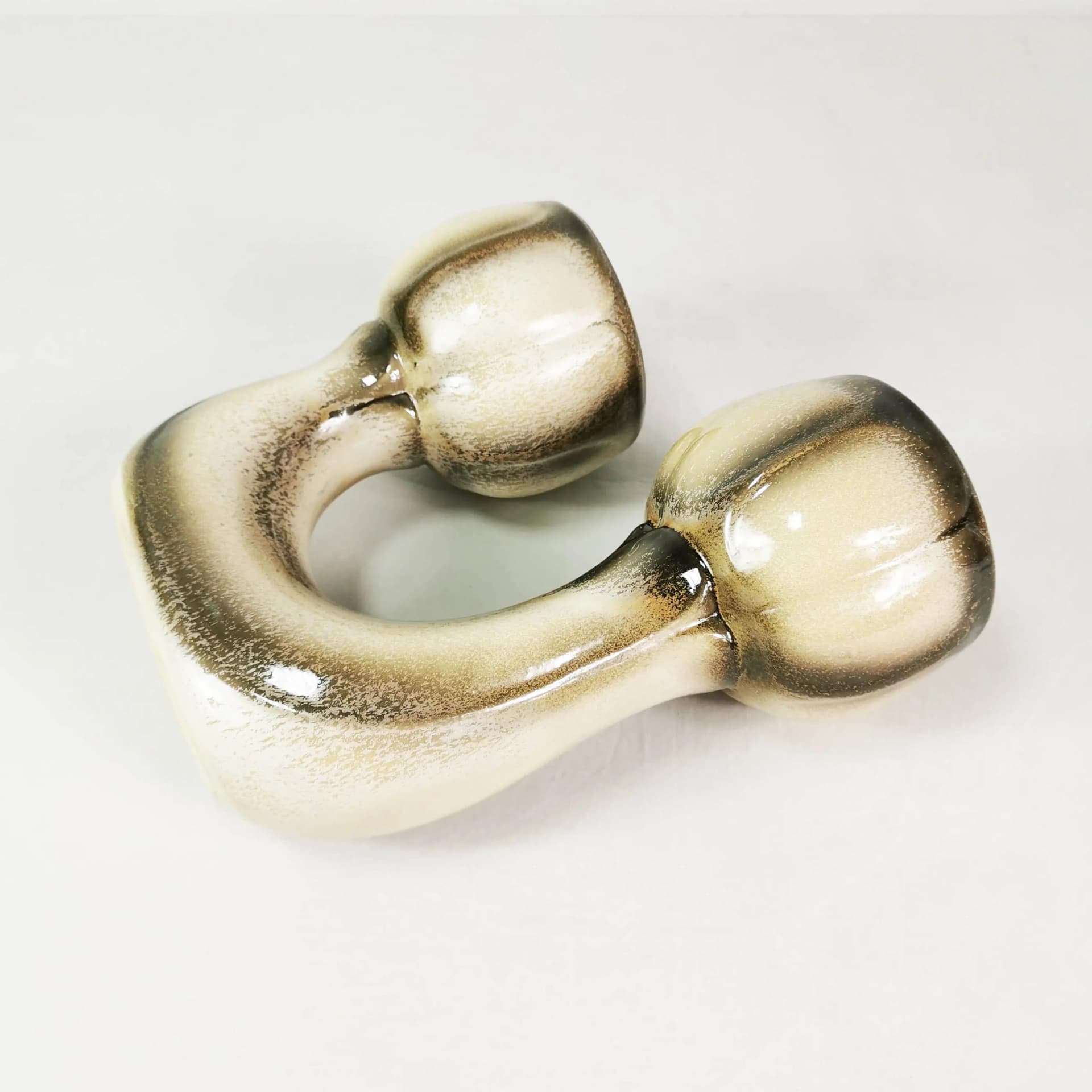 Planter, beige brown black, ceramic, Bay Keramik, Germany, 1960s. - 335484