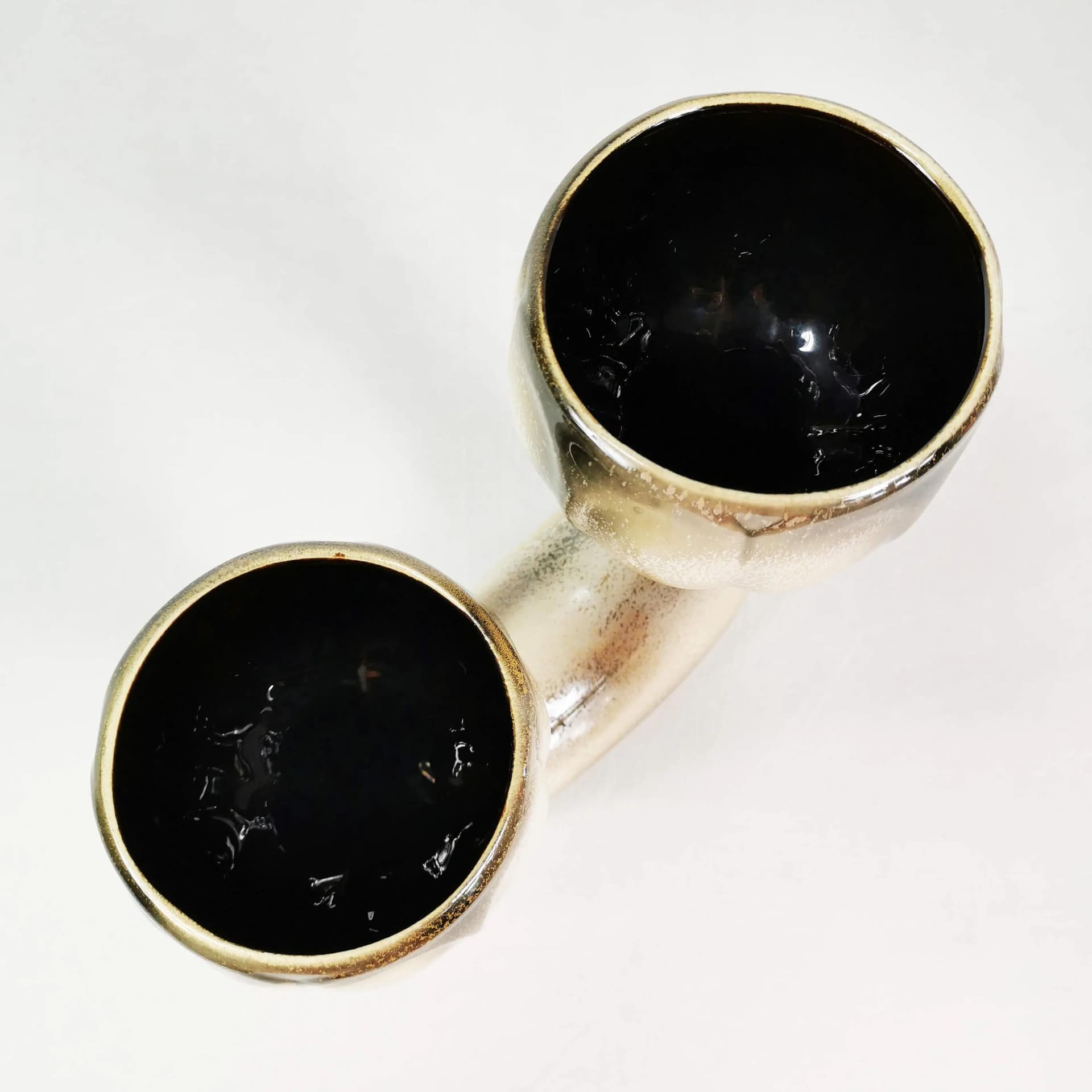 Planter, beige brown black, ceramic, Bay Keramik, Germany, 1960s. - 335487