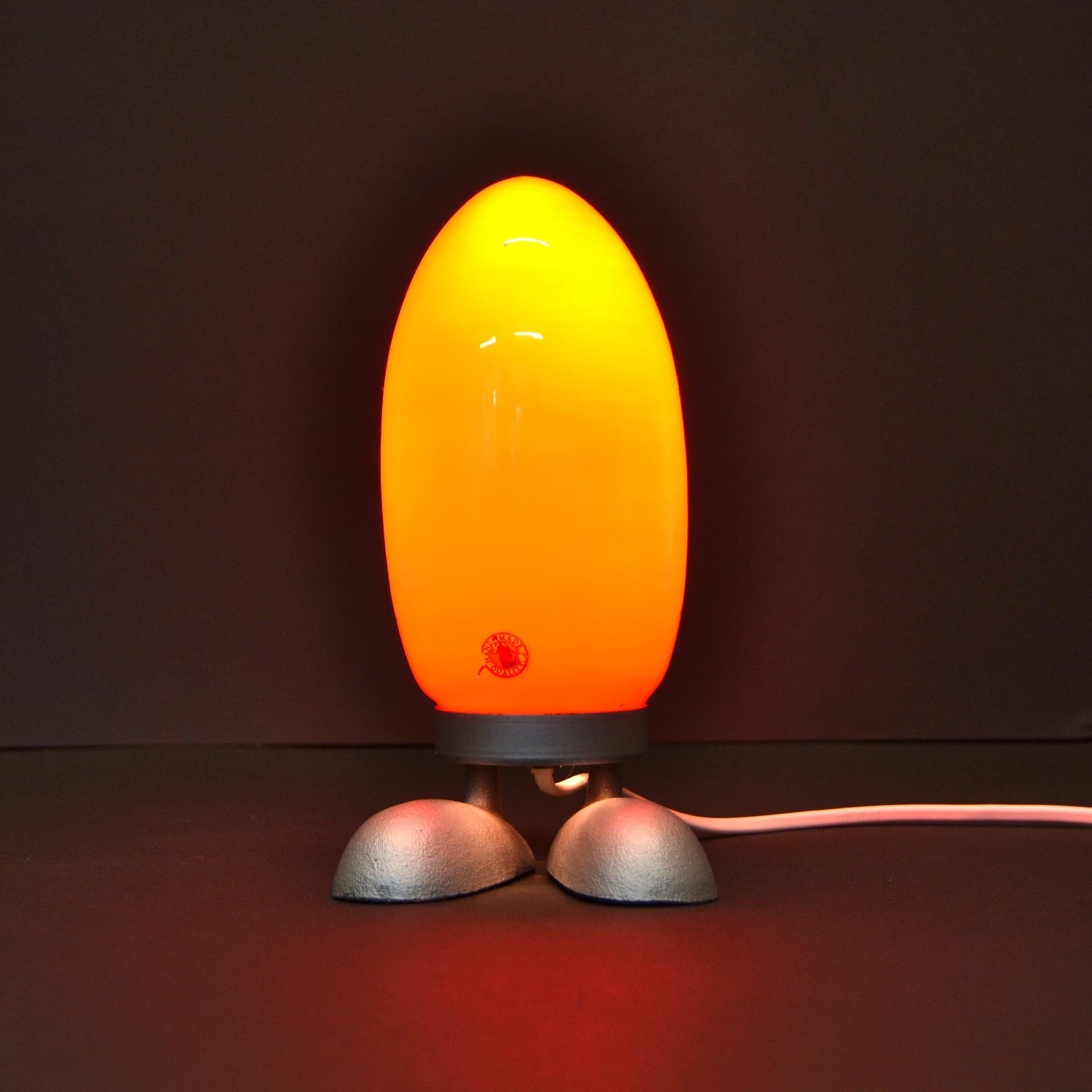 Lampka nocna Dino Egg, szkło czerwone, metal srebrny, proj. T. Konno, Ikea, Szwecja, lata 90. - 167