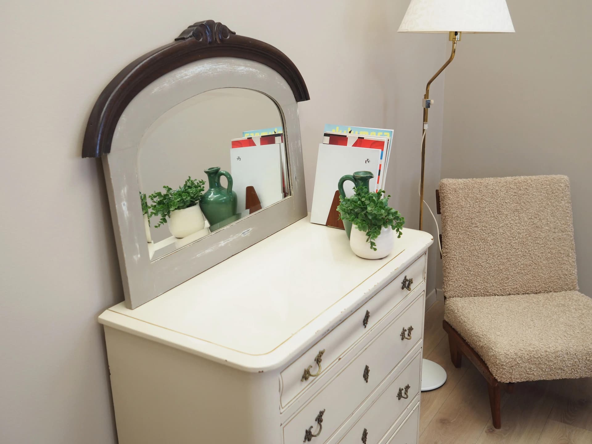 Wall mirror, grey oak, Denmark, 1960s - 25009