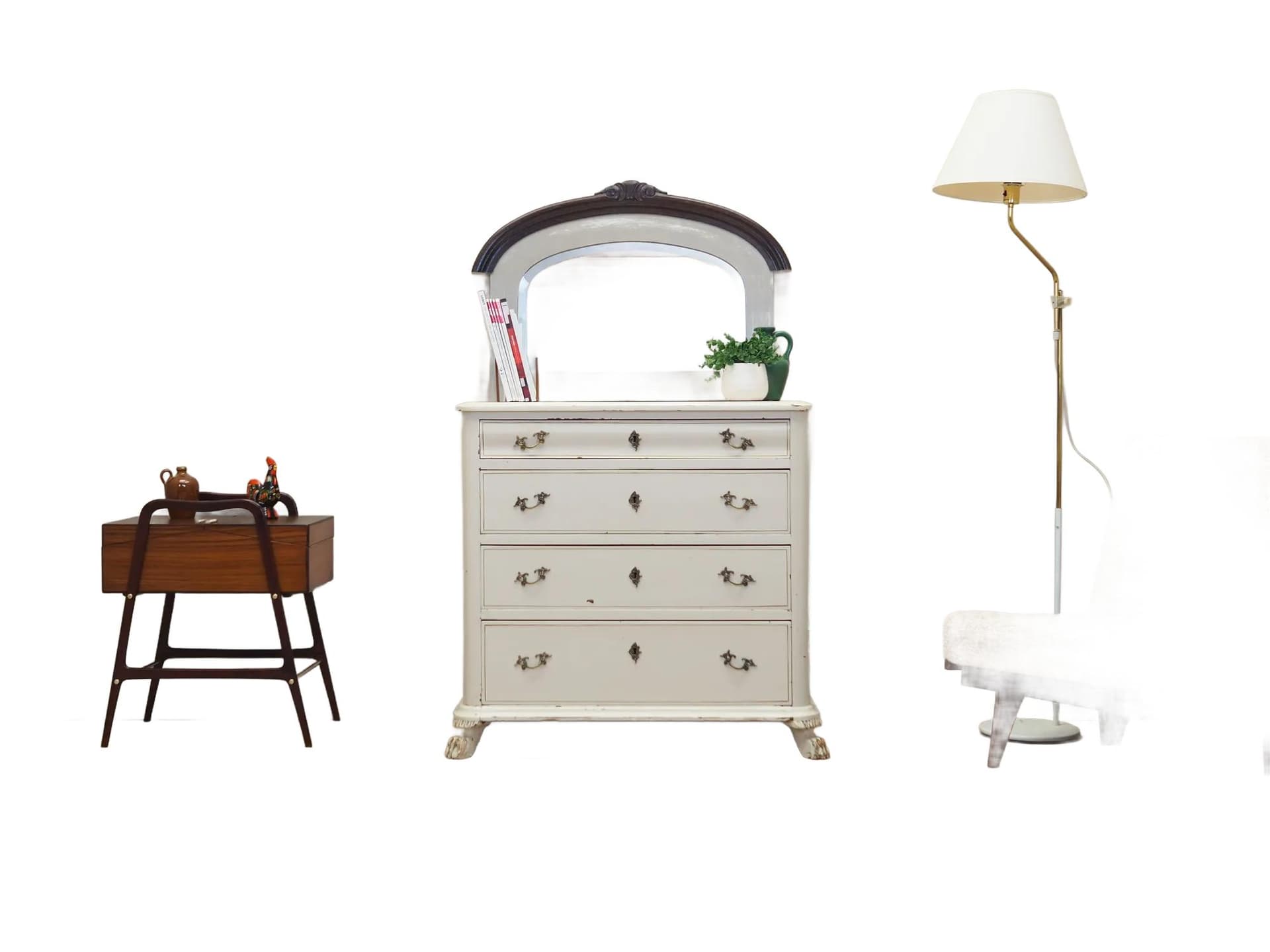 Wall mirror, grey oak, Denmark, 1960s - 25007