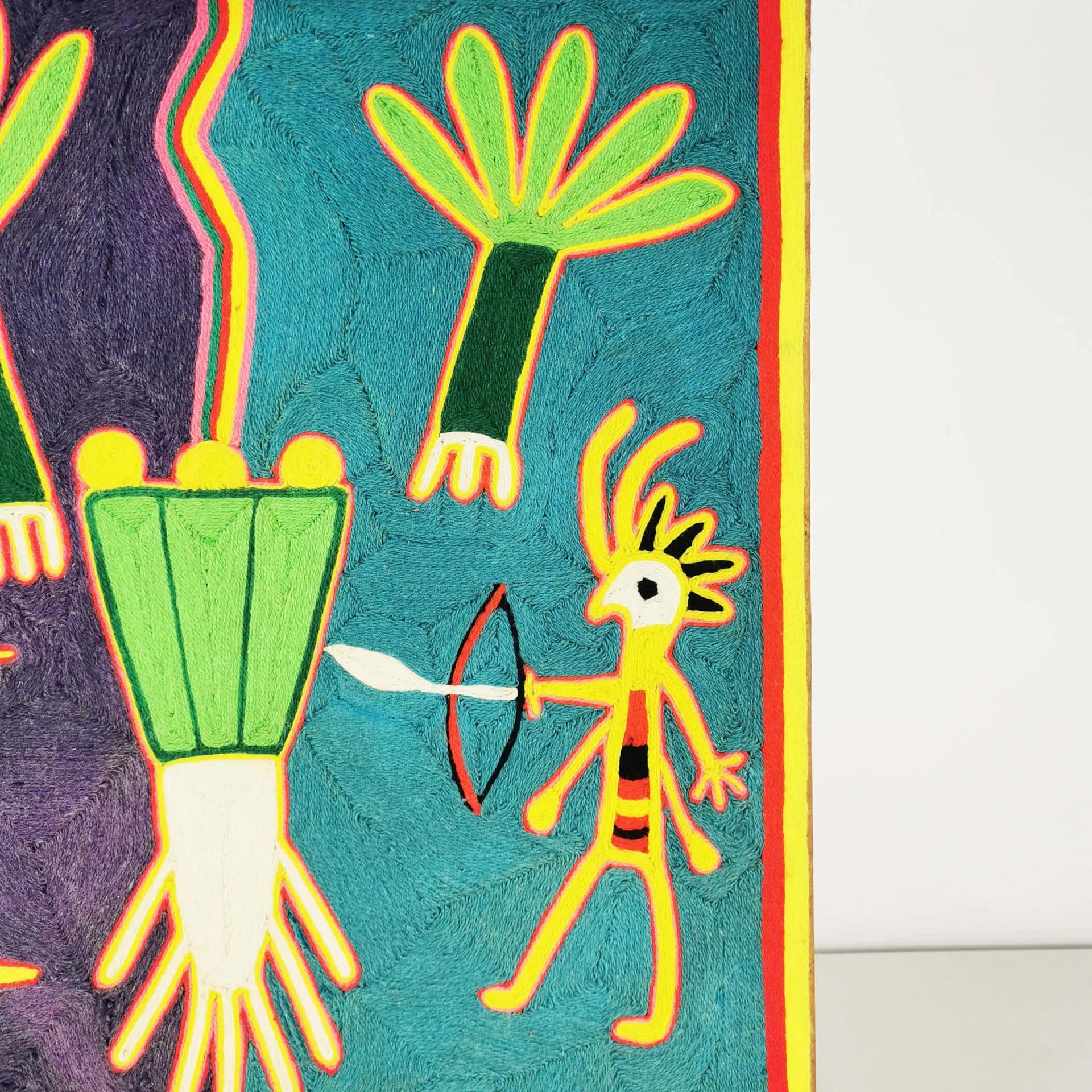 Huichol Yarn Painting, 60x60 cm, multicolor yarn, Mexico, 1970s - 336085