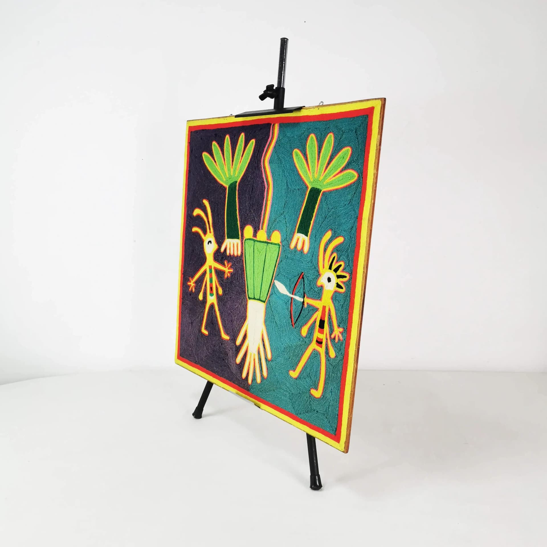 Huichol Yarn Painting, 60x60 cm, multicolor yarn, Mexico, 1970s - 336083