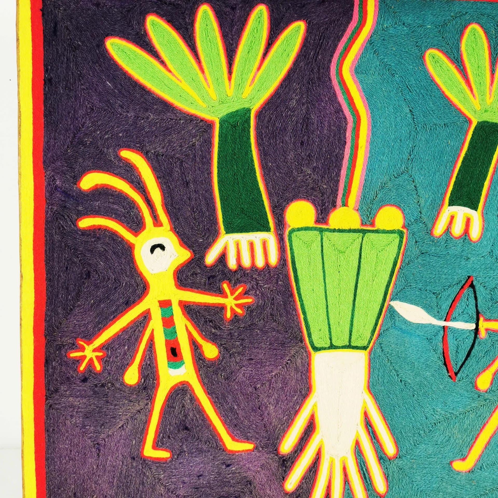 Huichol Yarn Painting, 60x60 cm, multicolor yarn, Mexico, 1970s - 336084