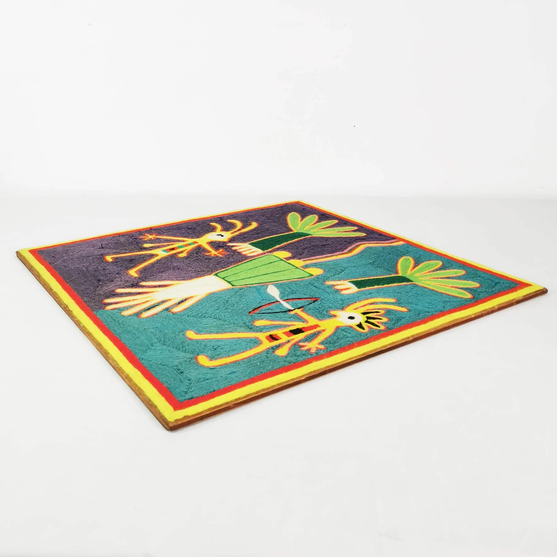 Huichol Yarn Painting, 60x60 cm, multicolor yarn, Mexico, 1970s - 336087