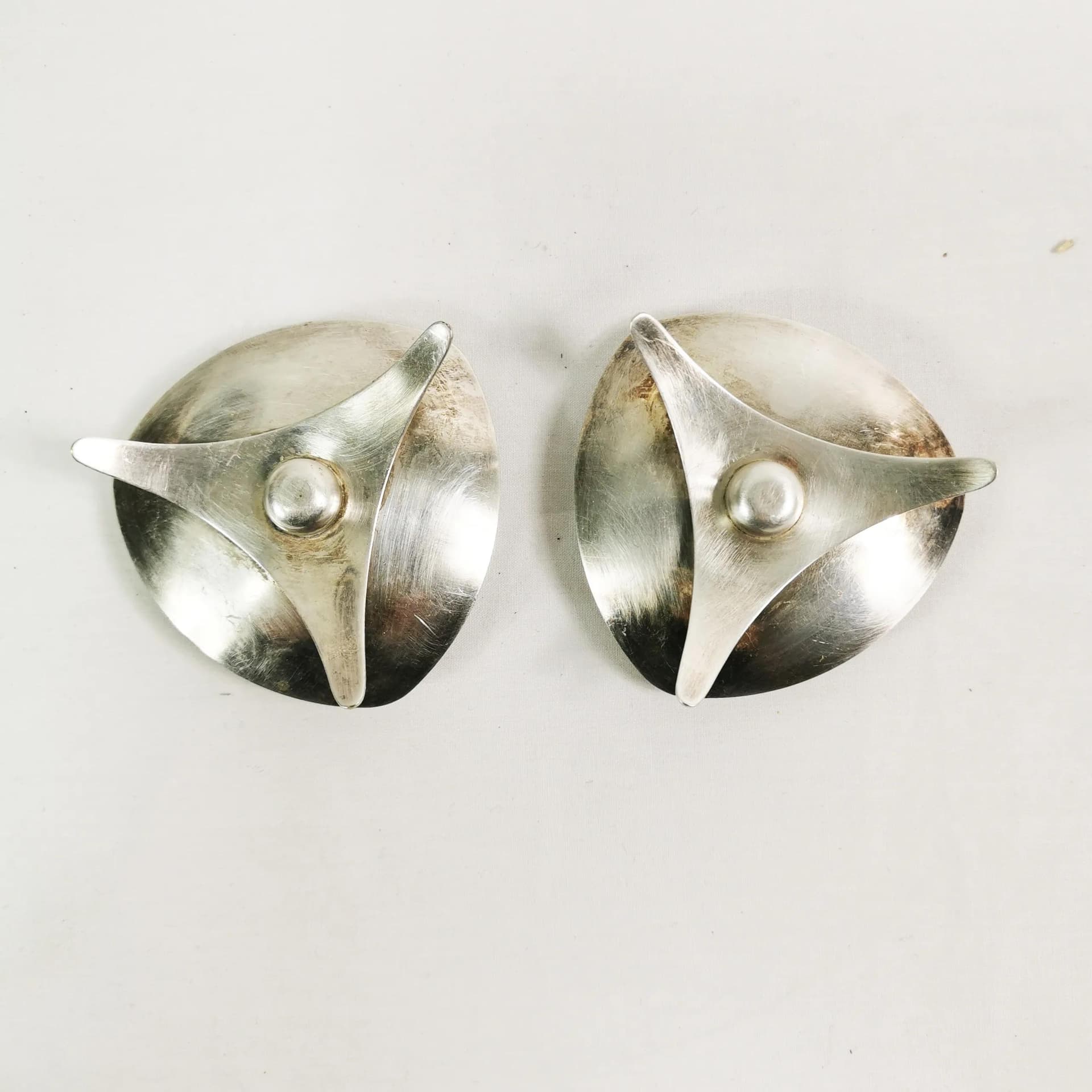 Para świeczników modernistycznych, metal srebrzony, Dania, lata 60. - 336077