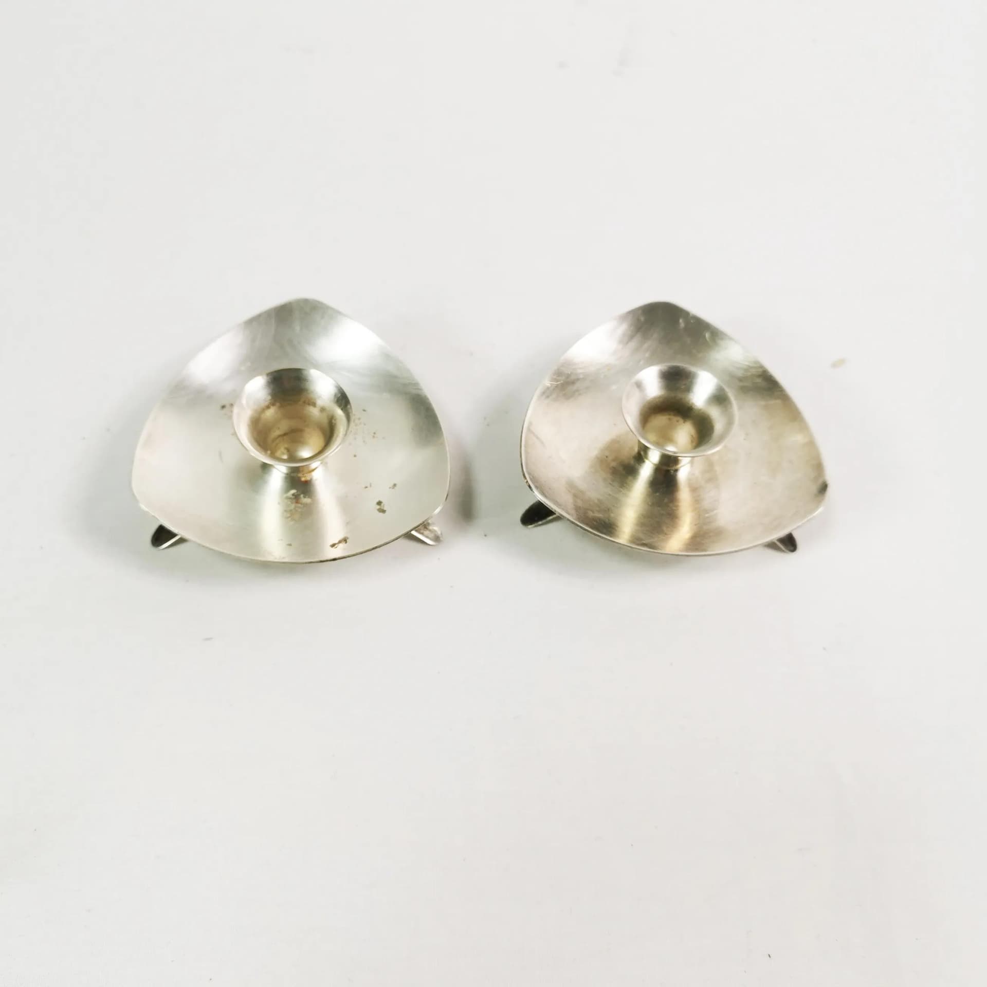 Para świeczników modernistycznych, metal srebrzony, Dania, lata 60. - 336074