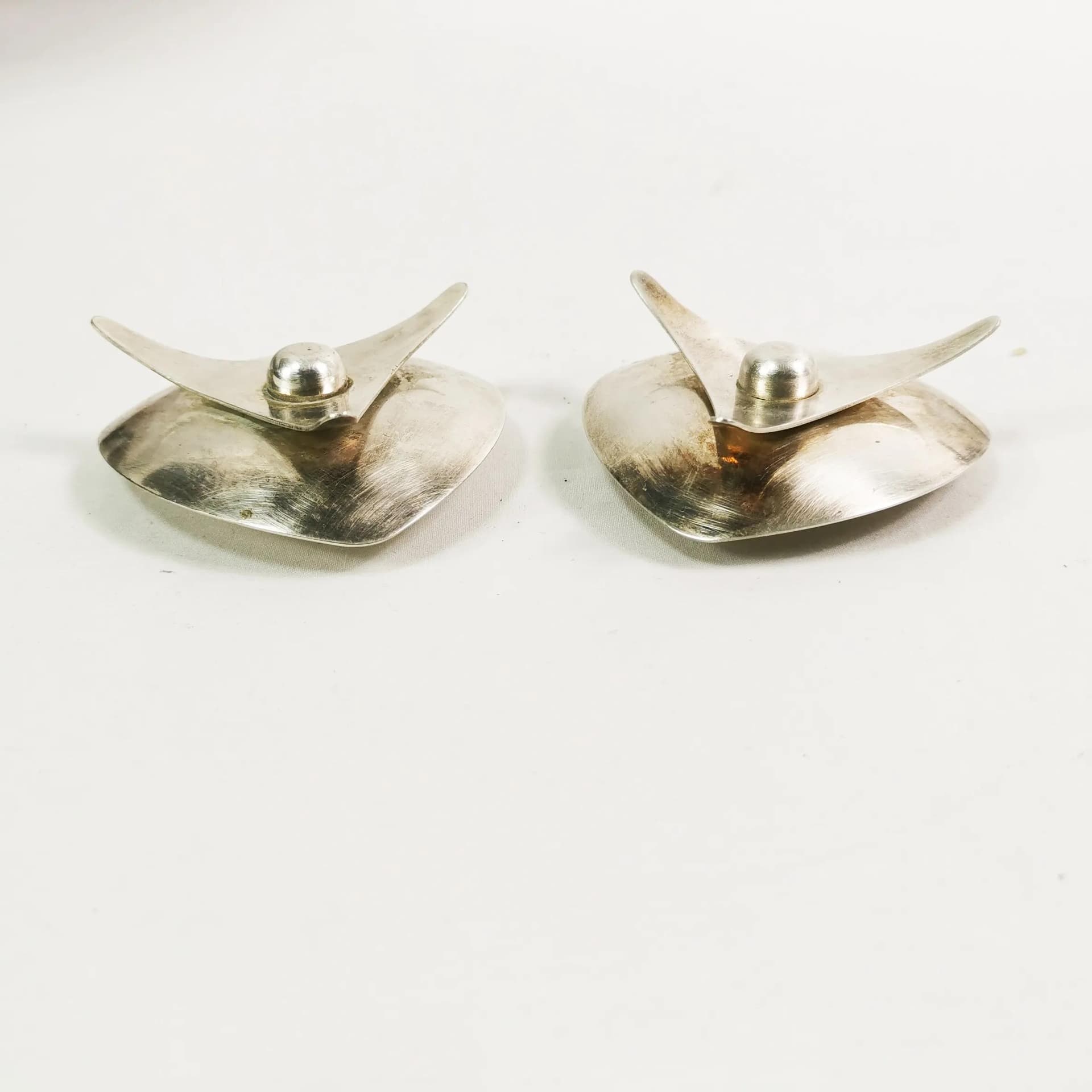 Para świeczników modernistycznych, metal srebrzony, Dania, lata 60. - 336078