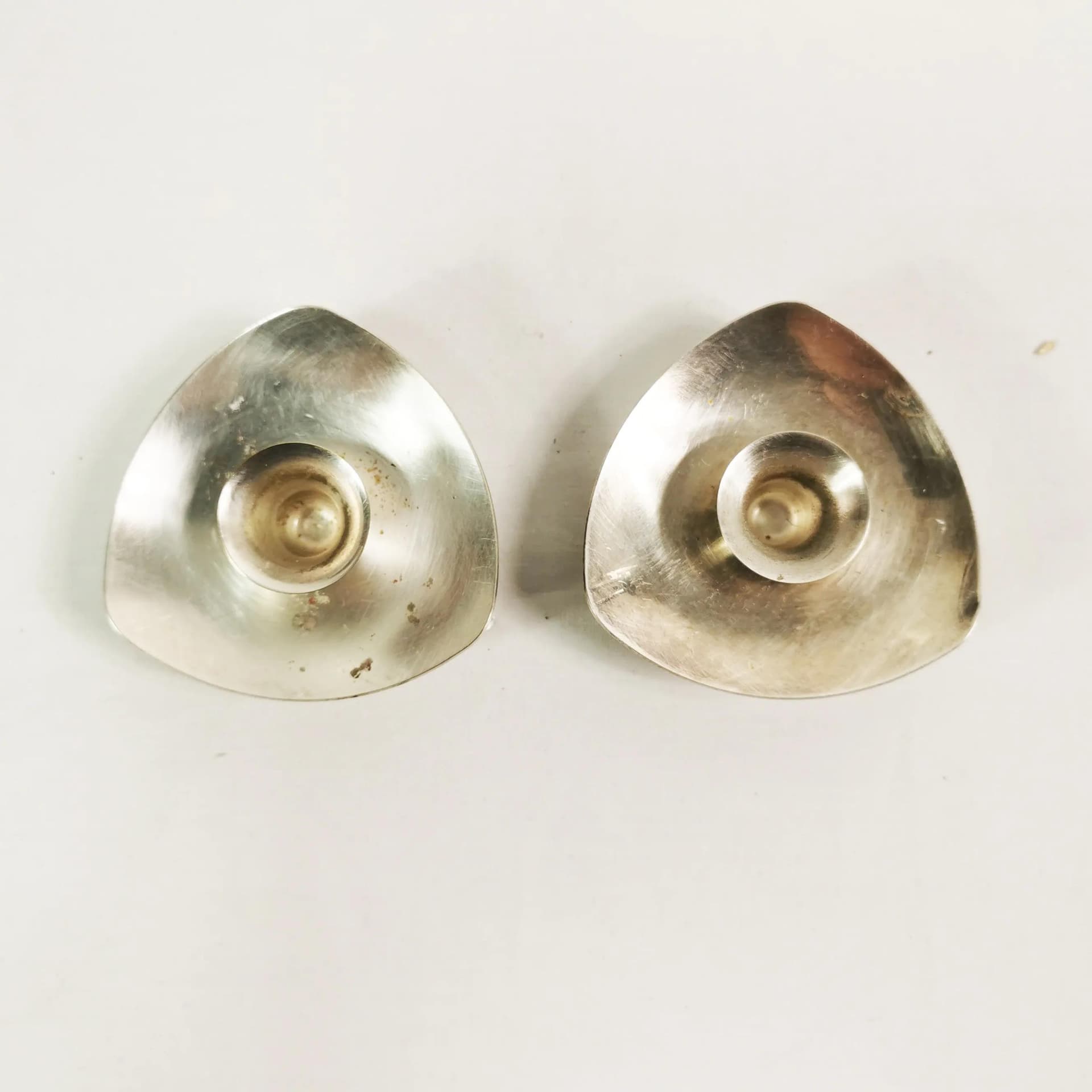 Para świeczników modernistycznych, metal srebrzony, Dania, lata 60. - 336076