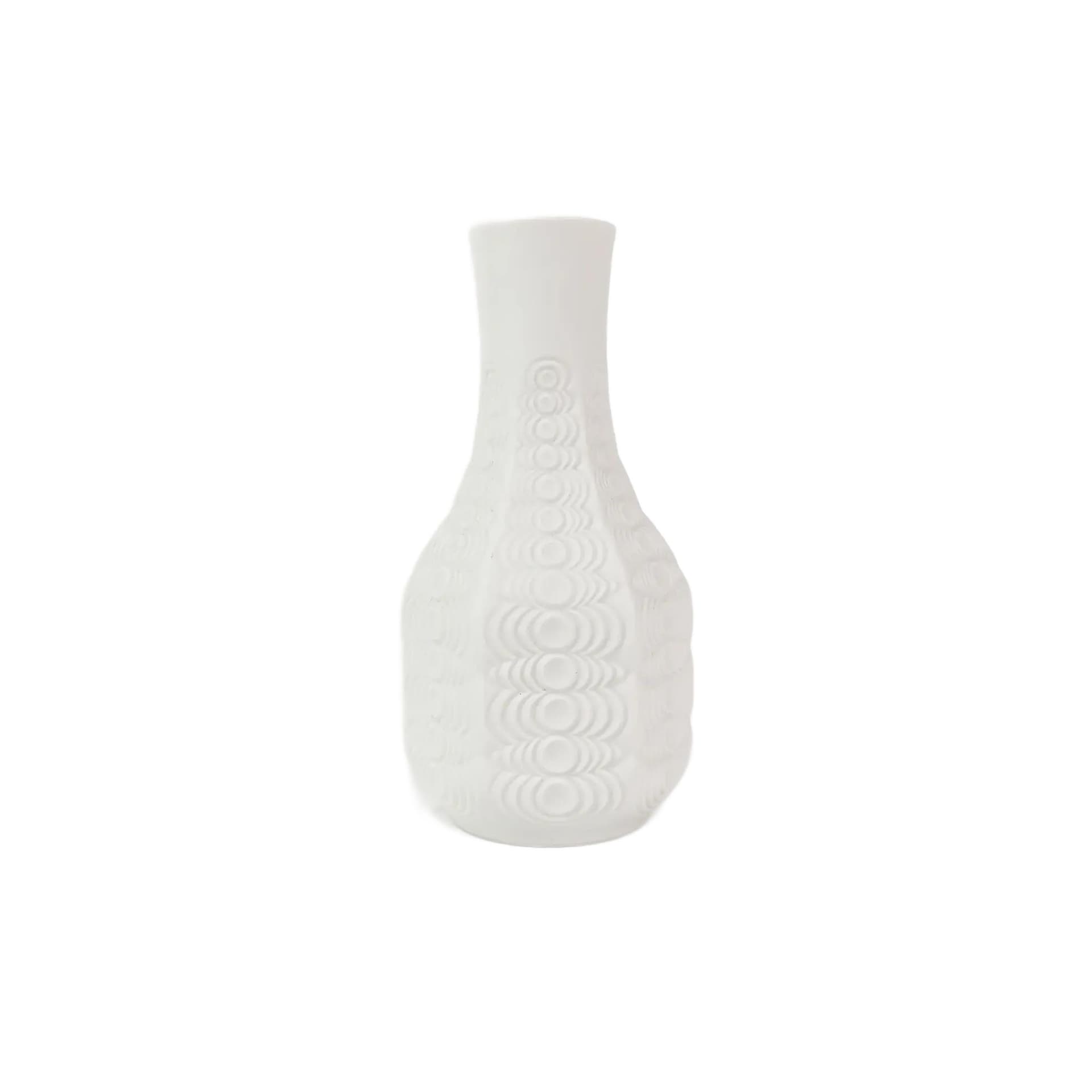 Vase Op-Art, white porcelain, Seltmann Weiden, Germany, 1960s