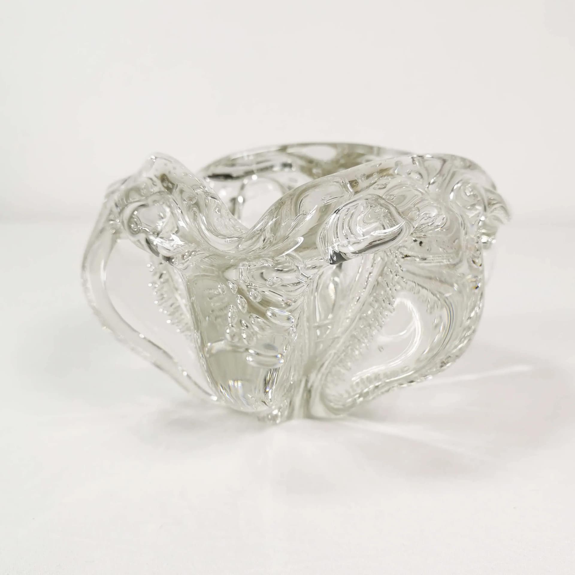 Popielnica organiczna, szkło transparentne, Szwecja, lata 60. - 336009