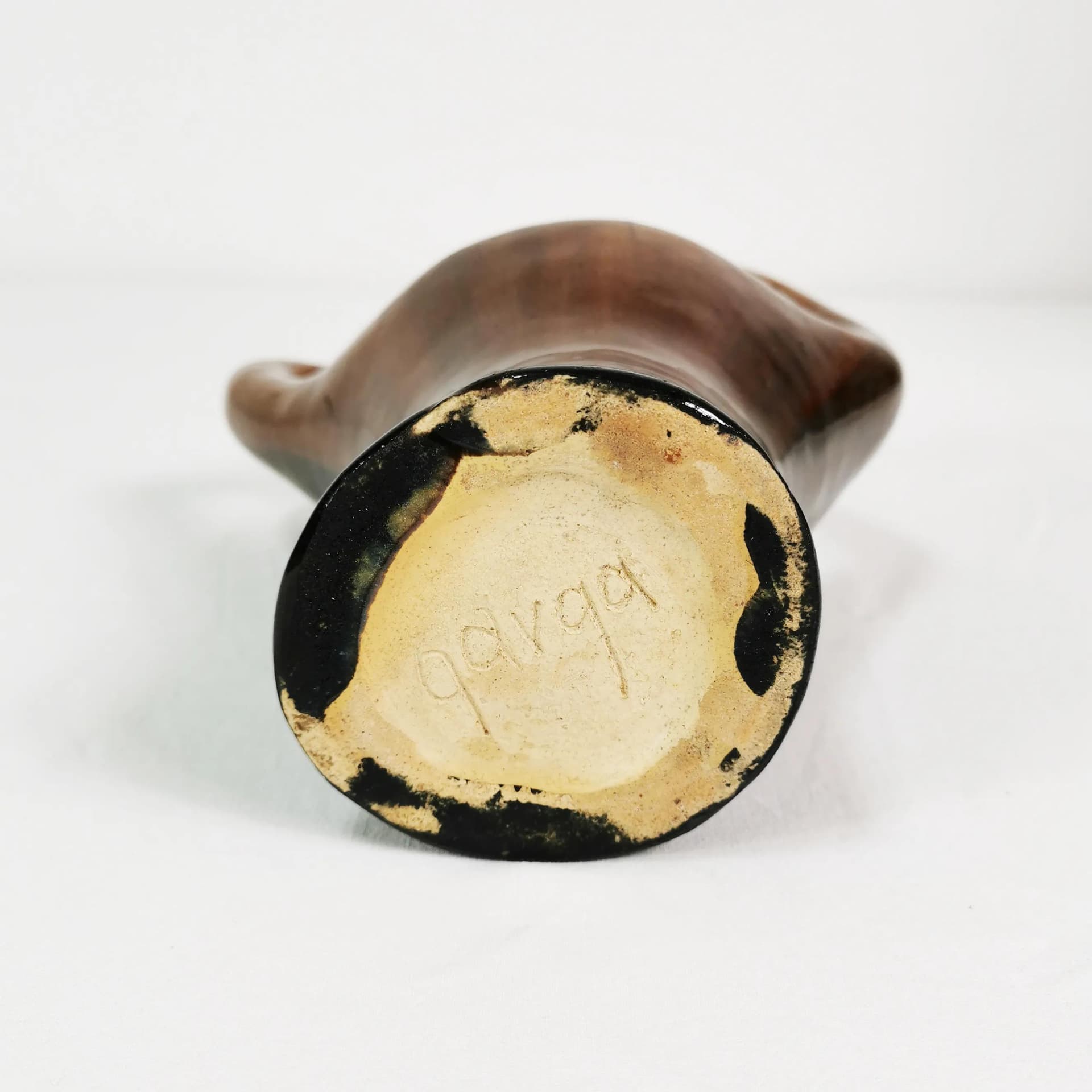 Modernist vase, brown ceramic, by M. Garga, Poland, 1960s. - 335984