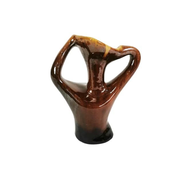 Modernist vase, brown ceramic, by M. Garga, Poland, 1960s. - DIMENSION