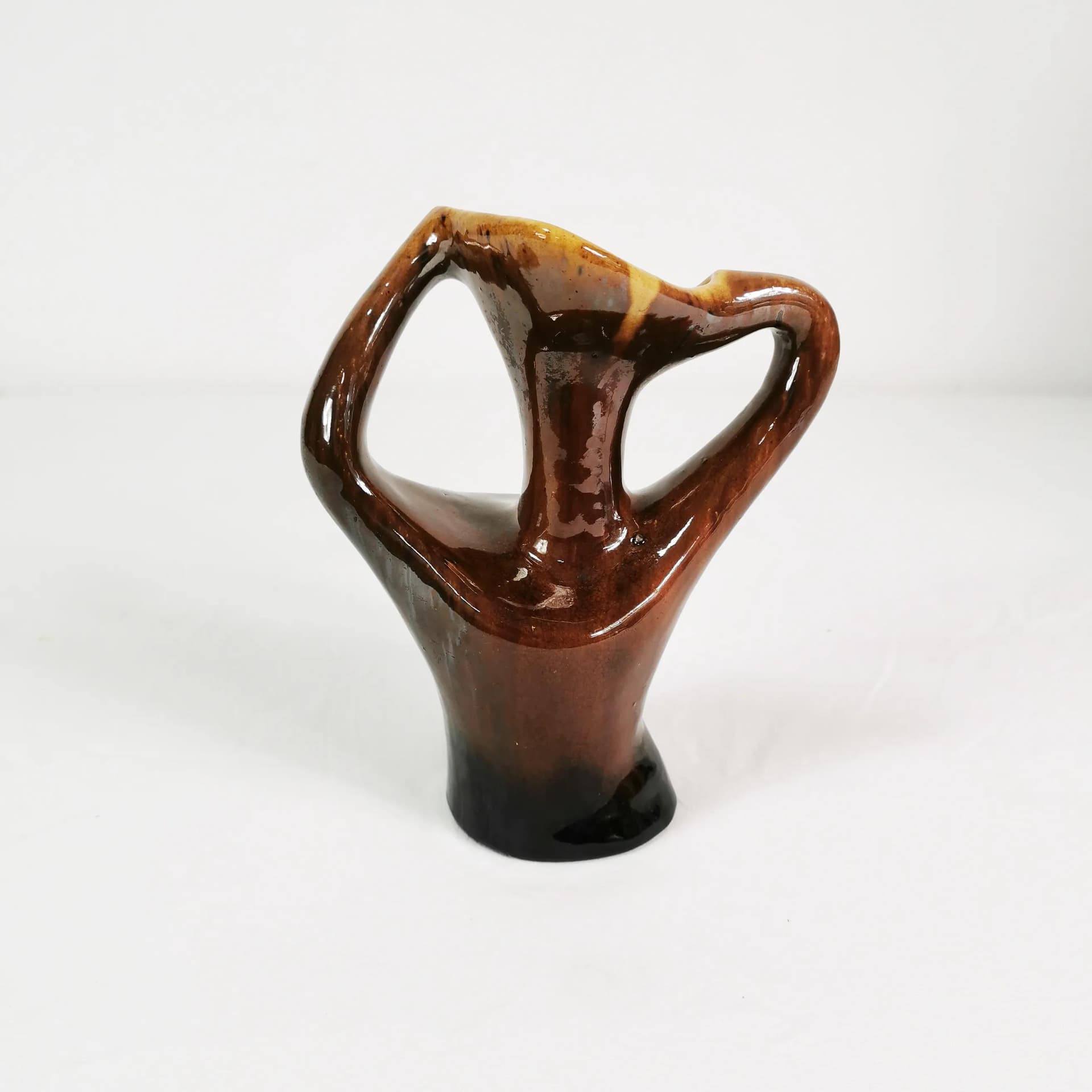Modernist vase, brown ceramic, by M. Garga, Poland, 1960s. - 335985
