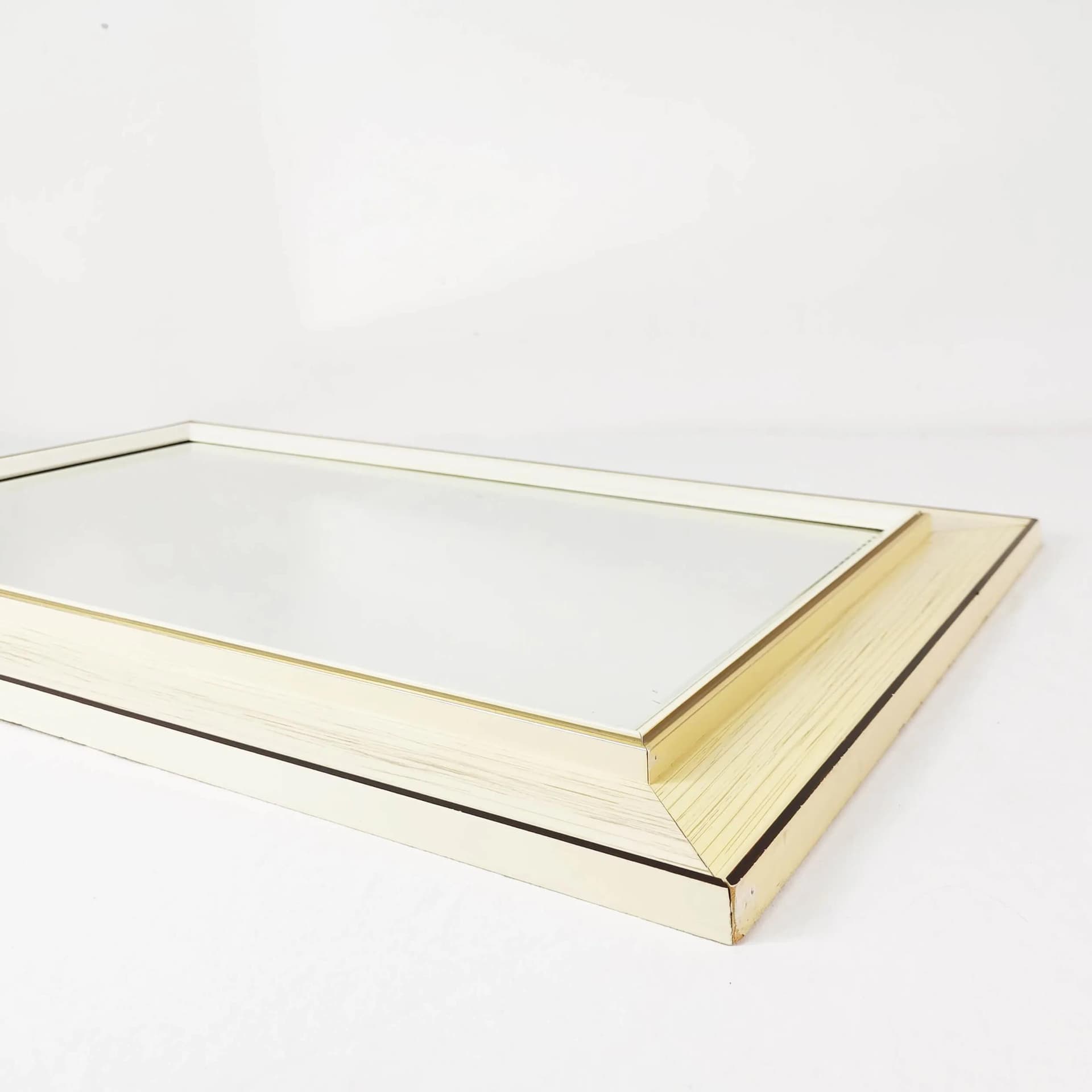 Rectangular wall mirror, beige wood, glass, Germany, 1960s. - 335972