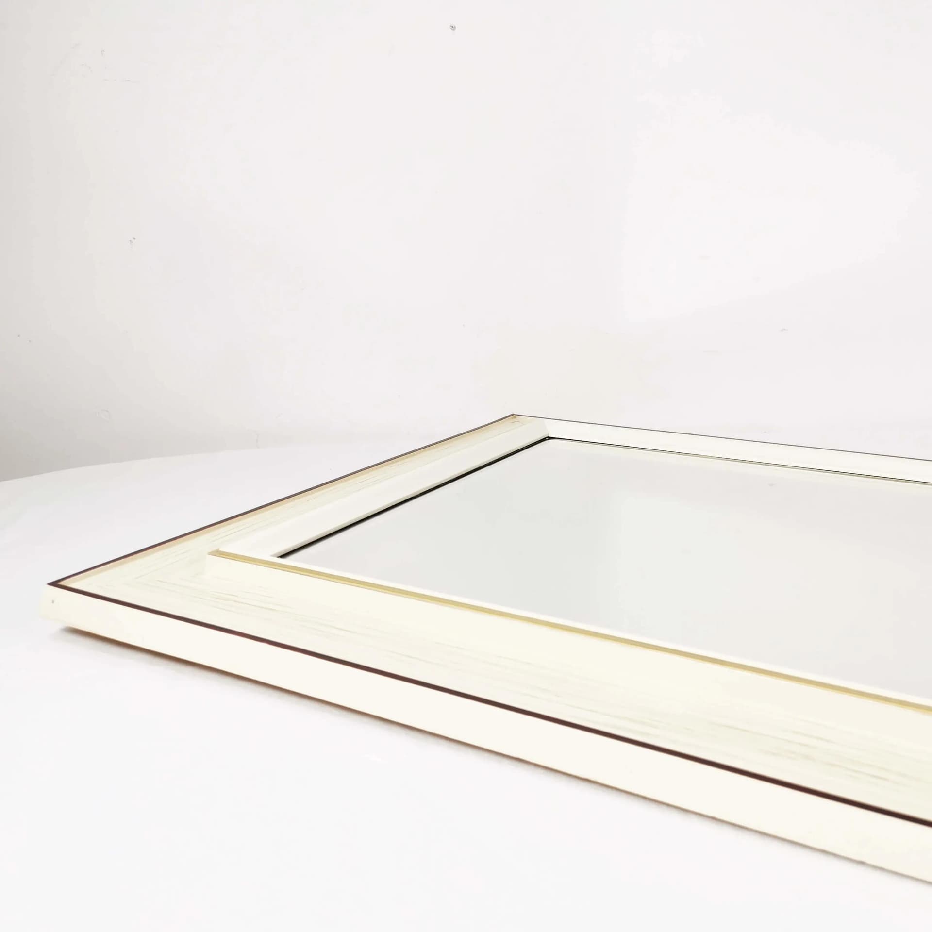 Rectangular wall mirror, beige wood, glass, Germany, 1960s. - 335977