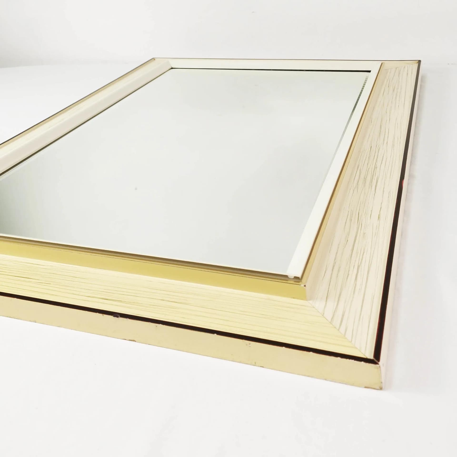 Rectangular wall mirror, beige wood, glass, Germany, 1960s. - 335973