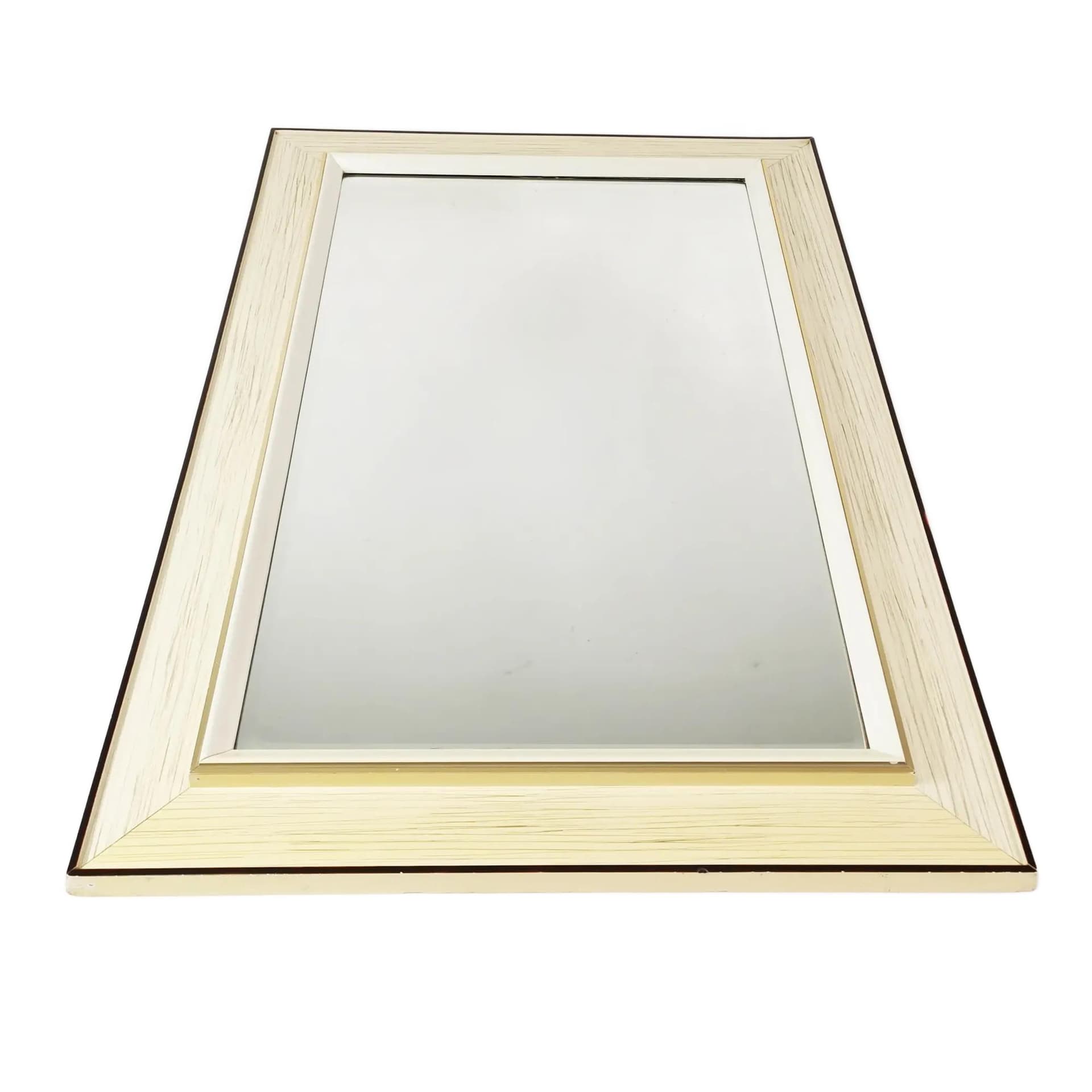 Rectangular wall mirror, beige wood, glass, Germany, 1960s.