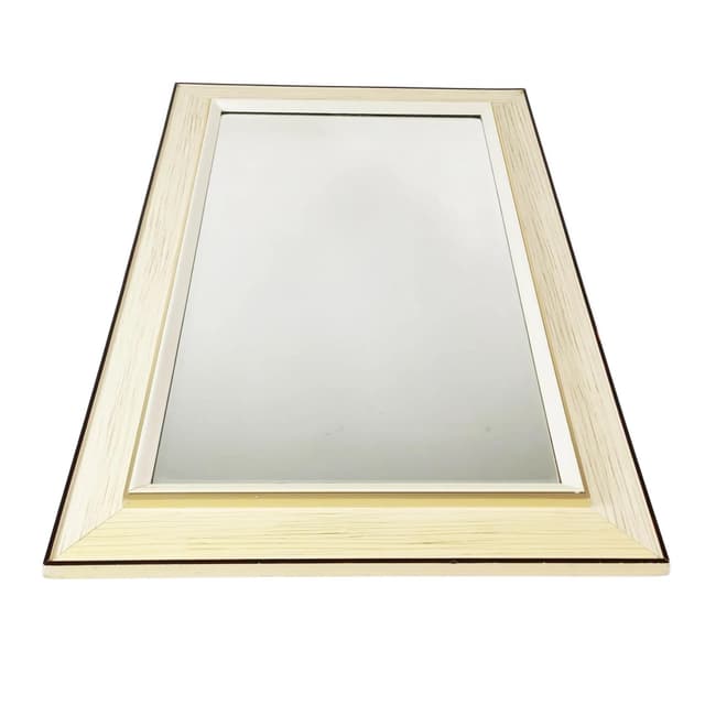 Rectangular wall mirror, beige wood, glass, Germany, 1960s. - DIMENSION