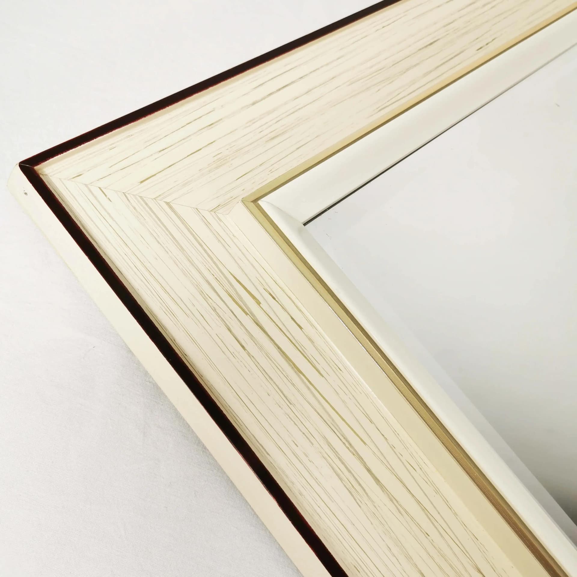 Rectangular wall mirror, beige wood, glass, Germany, 1960s. - 335975