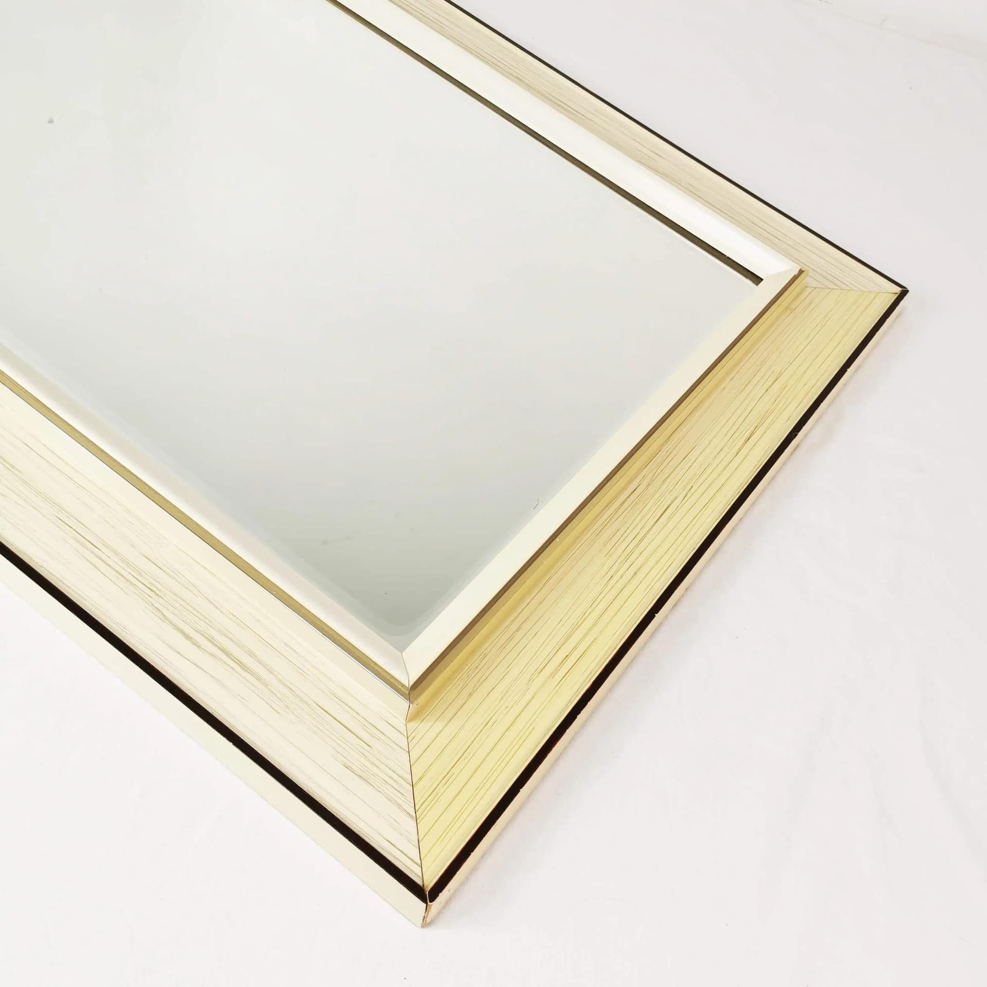 Rectangular wall mirror, beige wood, glass, Germany, 1960s. - 335974