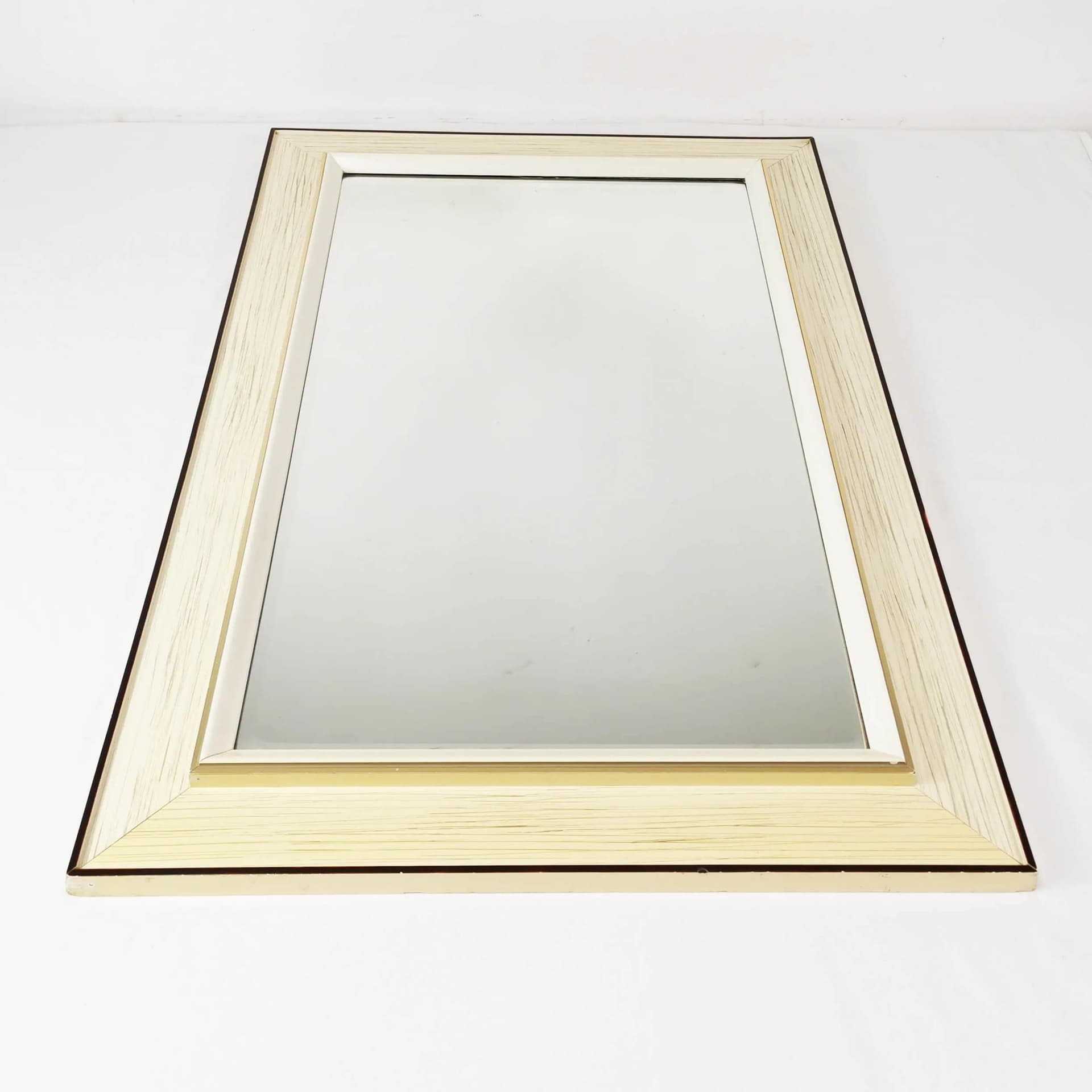Rectangular wall mirror, beige wood, glass, Germany, 1960s. - 335970
