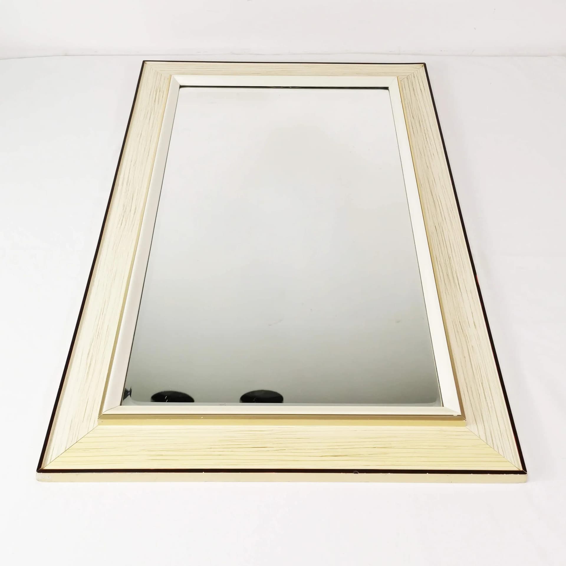 Rectangular wall mirror, beige wood, glass, Germany, 1960s. - 335978